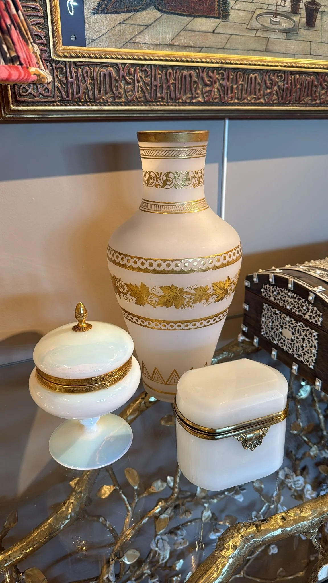 White Opaline Circular Container