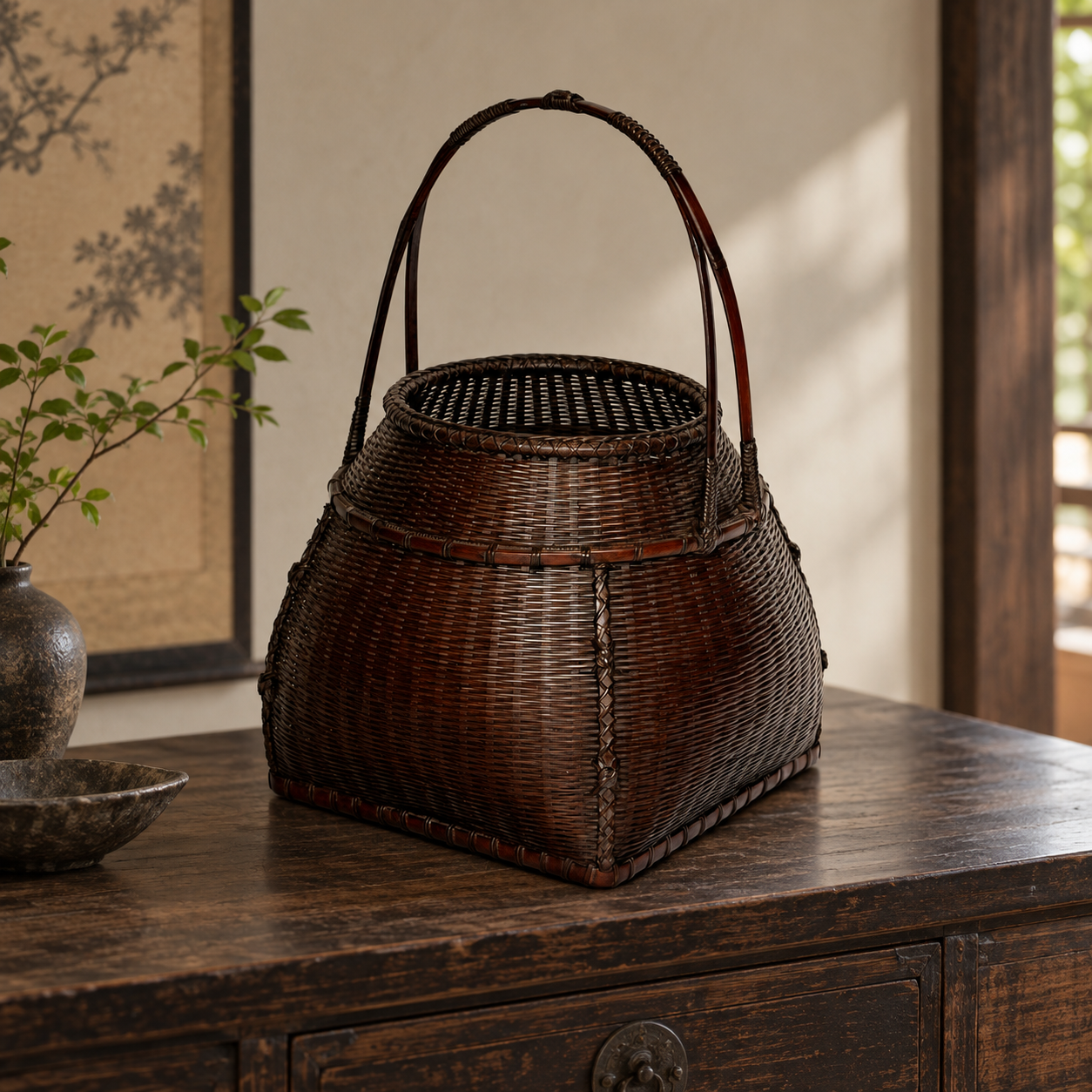 Finely Woven Large Japanese Basket