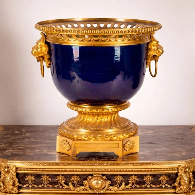 Neo Classical Sevres Blue Porcelain Urn