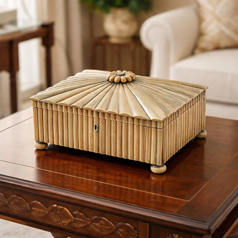 19th C Anglo Indian Faded Buffalo Horn Sewing Box