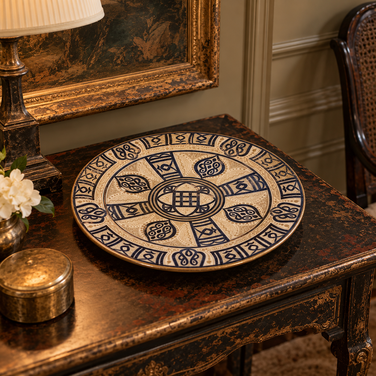 Antique Blue Ceramic Platter Vignette.png
