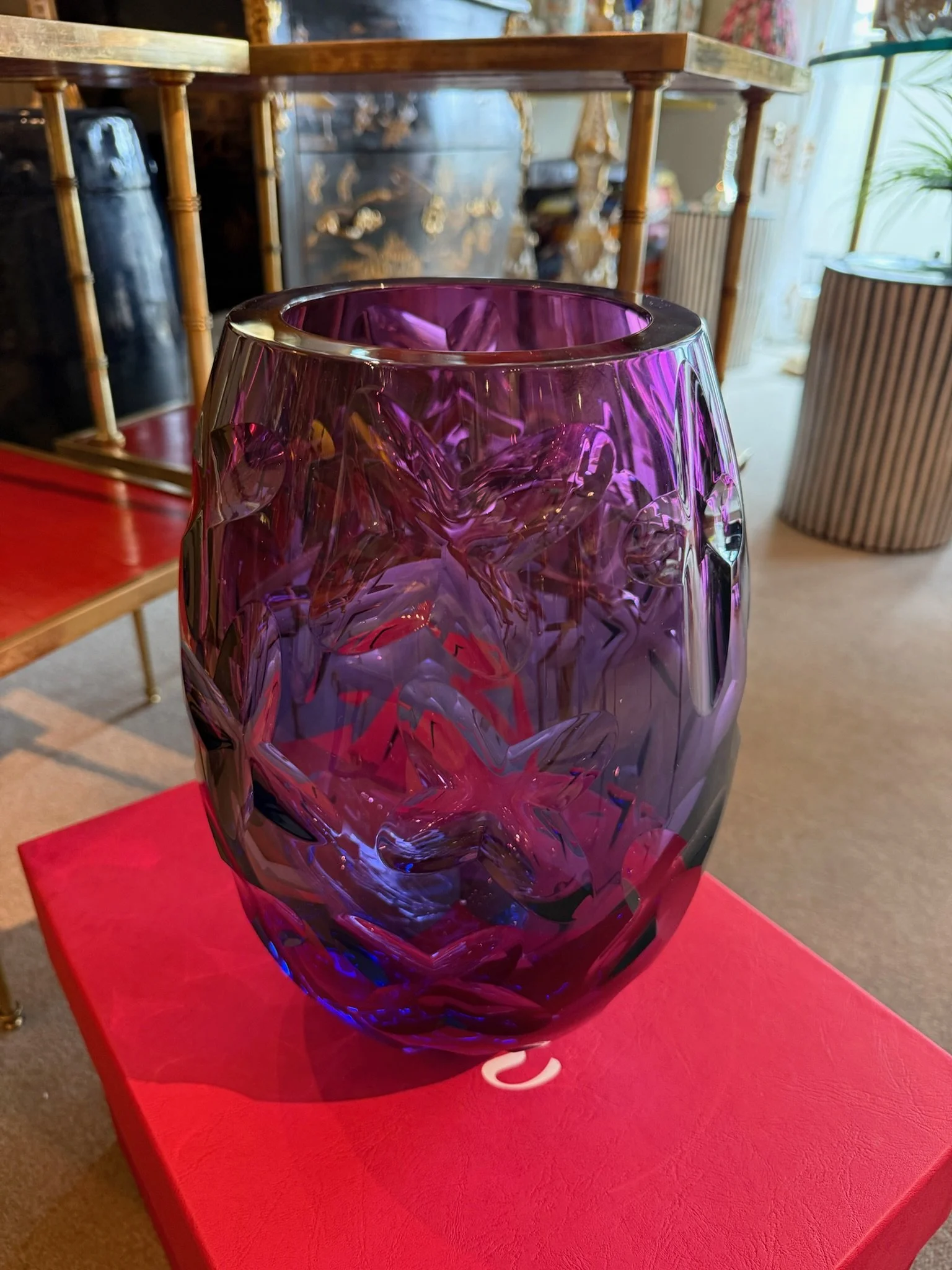 Moser Amethyst Cut Glass Vase