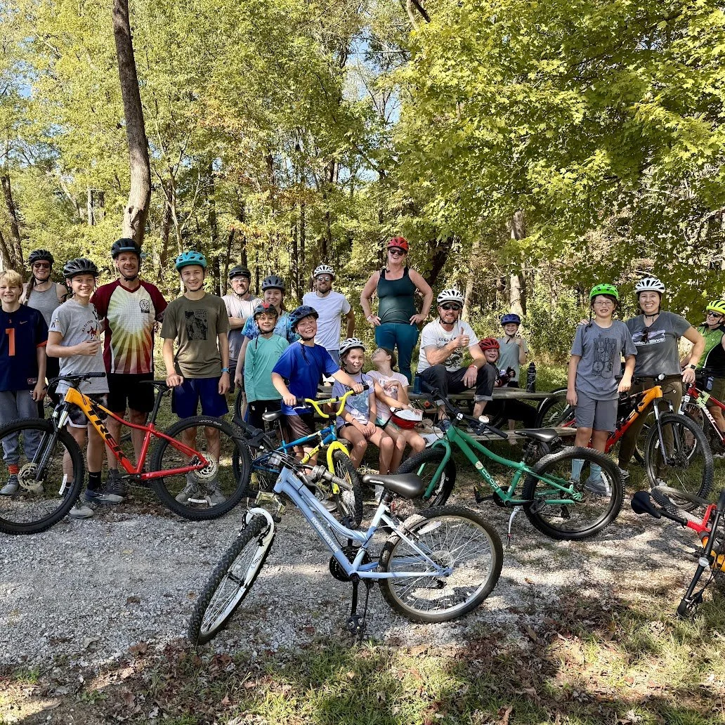 Group of cyclists in a park