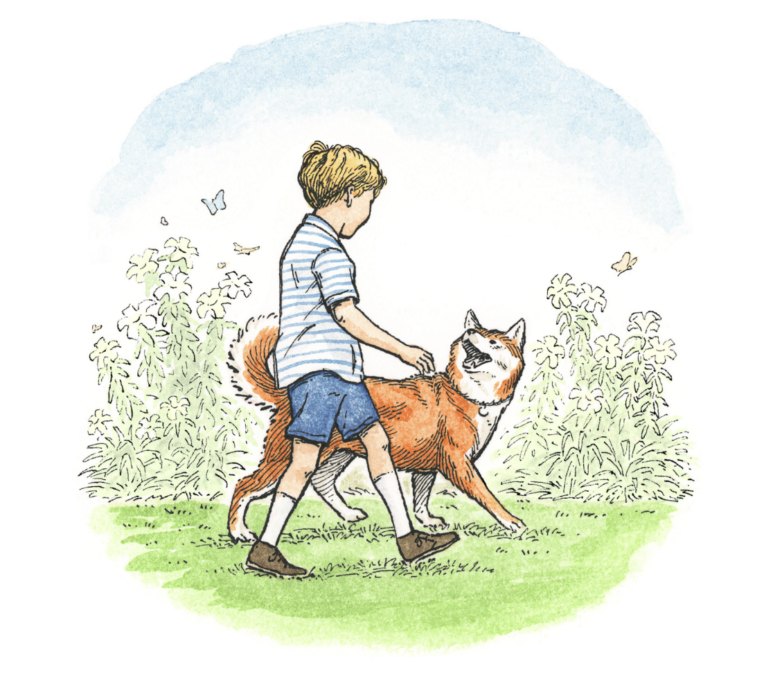 Illustration from Coucou, Odie, a French-inspired children’s book about friendship