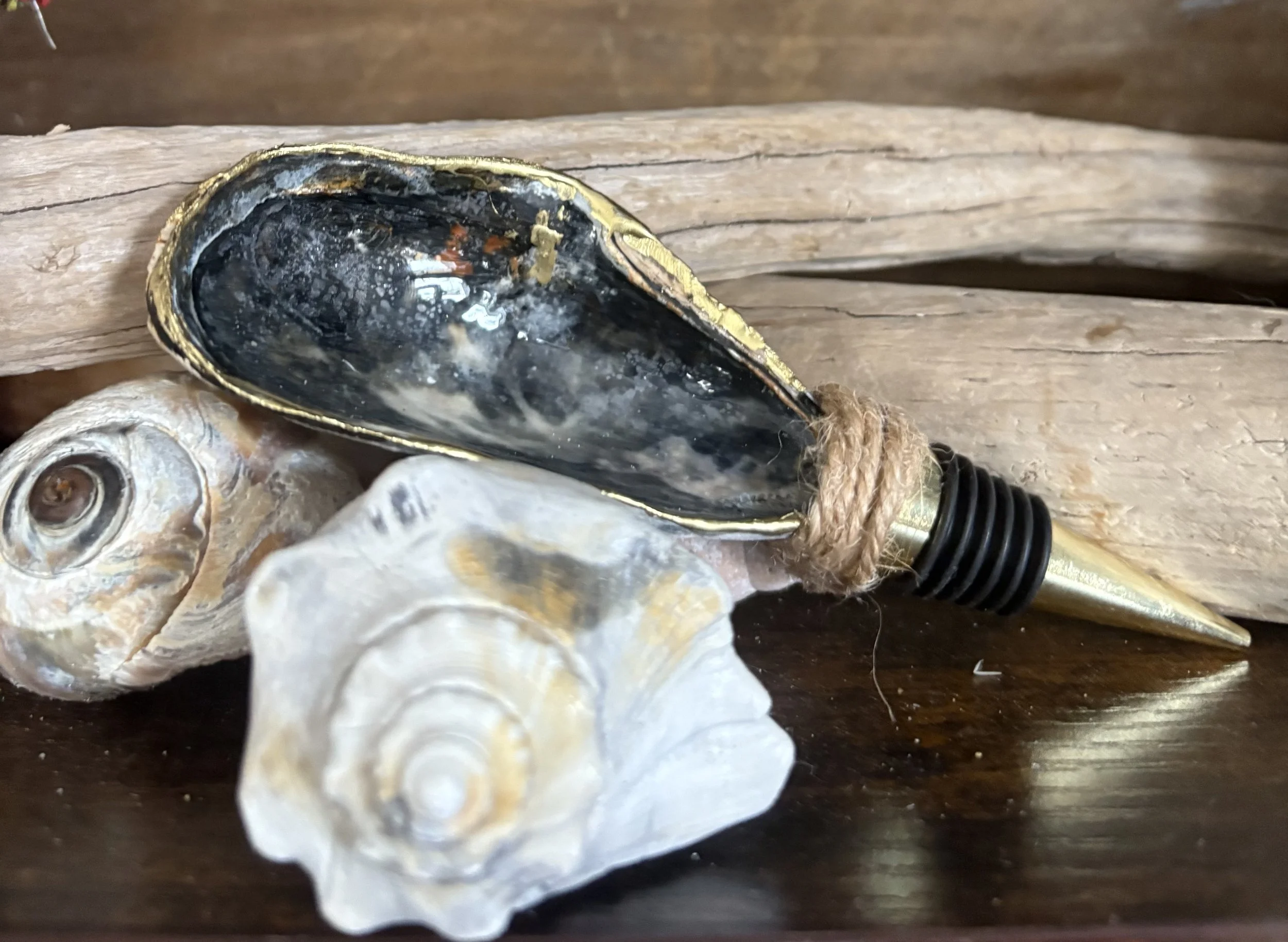 Mussel shell wine stop
