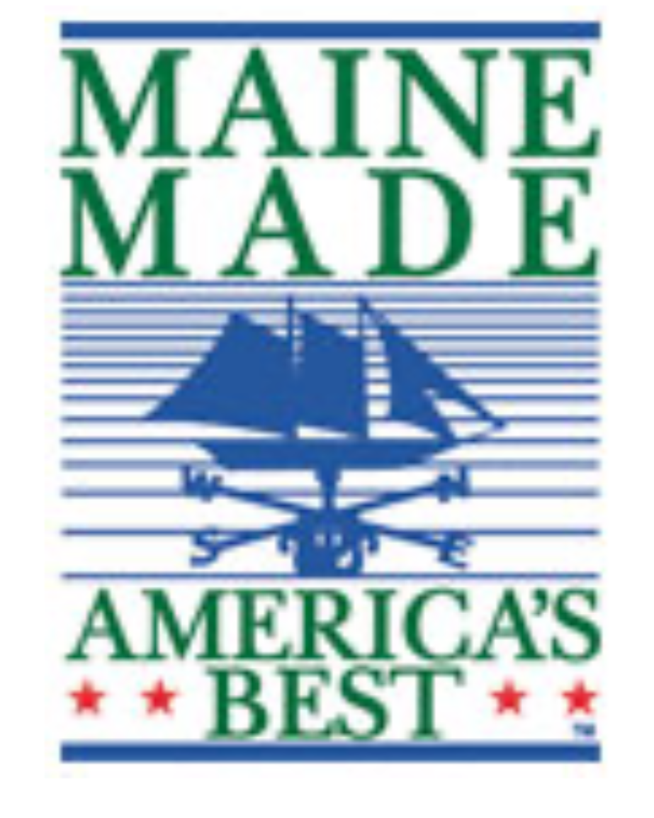 Graphic with the text 'MAINE MADE' at the top, an illustration of a sailboat in the middle, and 'AMERICA'S BEST' at the bottom, with red stars on either side of the bottom text.