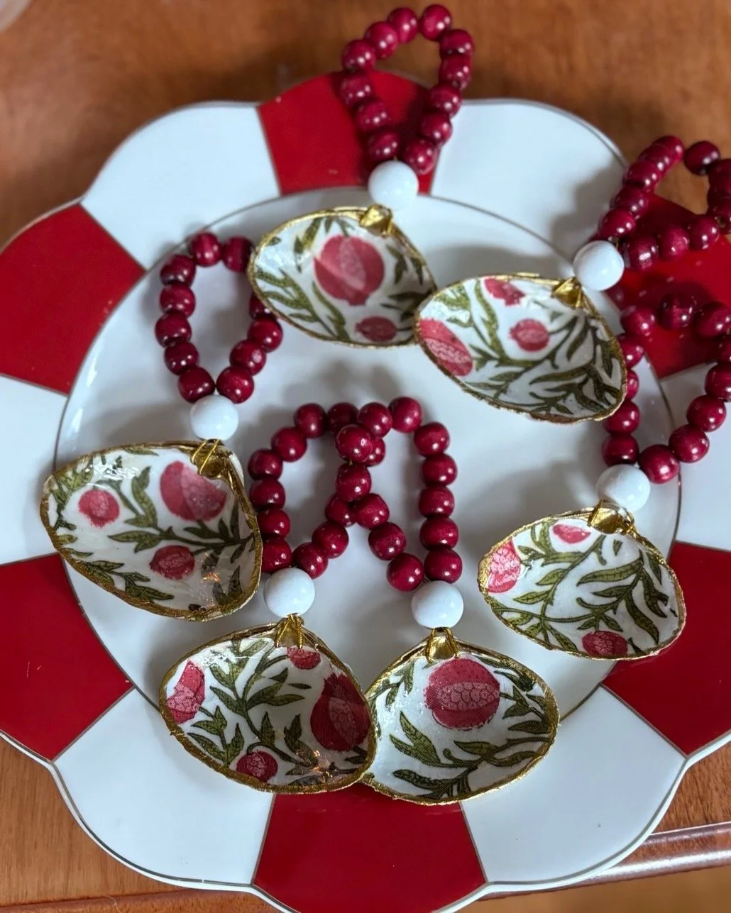 Coastal Napkin Rings with Beaded Collars - Set of 6