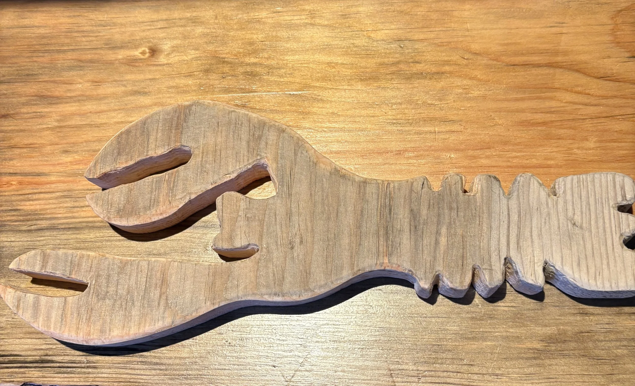Handcrafted Wooden Lobster Art on Barnboard