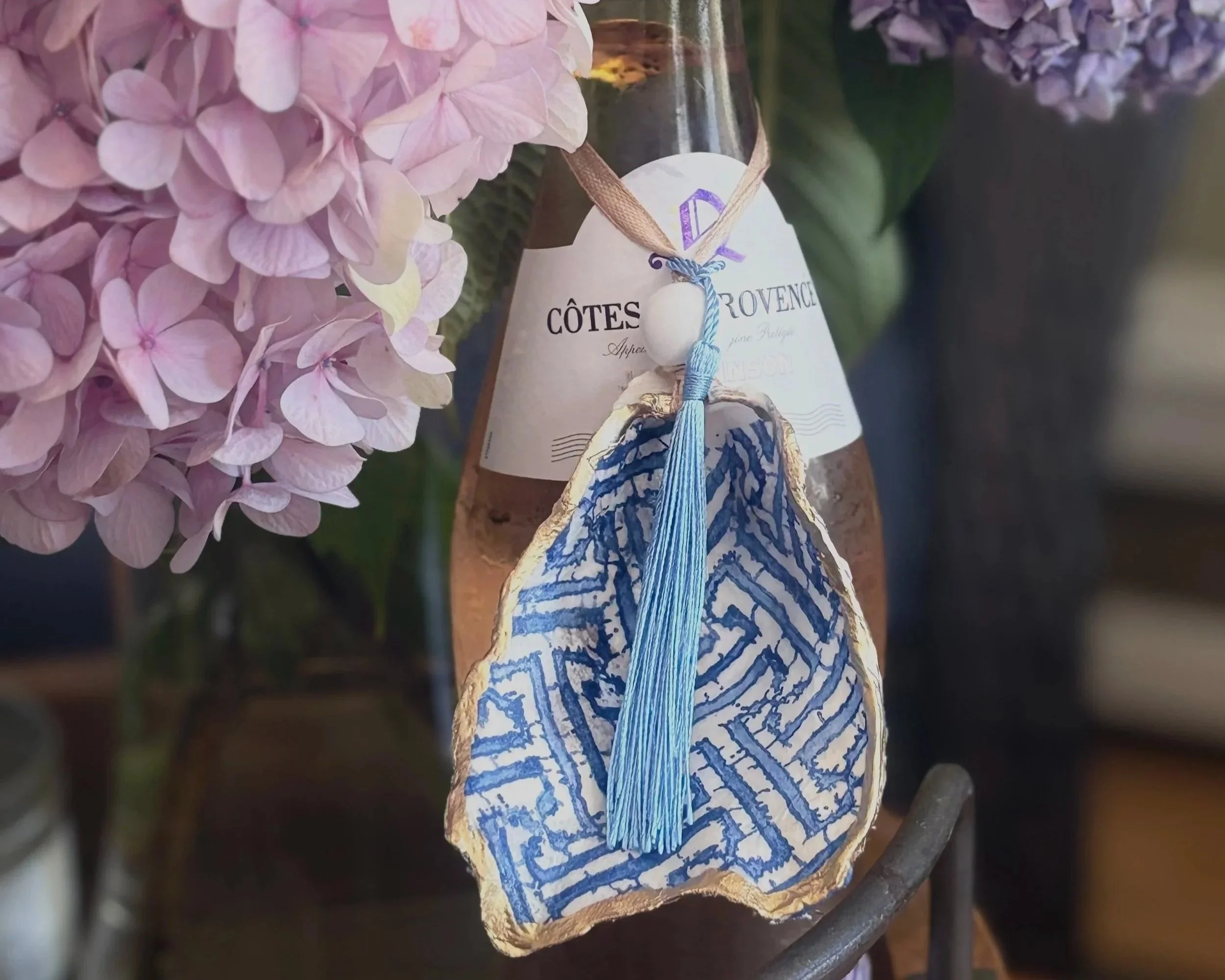 Zig-Zag Charm with Bead and Blue Tassel