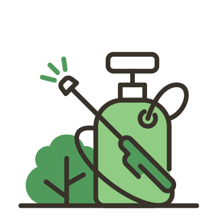 Illustration of a fire extinguisher near greenery, symbolizing fire safety and outdoor prevention.