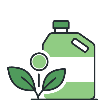 Illustration of a green cleaning spray bottle and a small plant with leaves, symbolizing eco-friendly or natural cleaning.