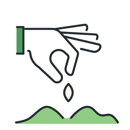 Illustration of a hand with a syringe, dropping liquid onto a mound of green powder.