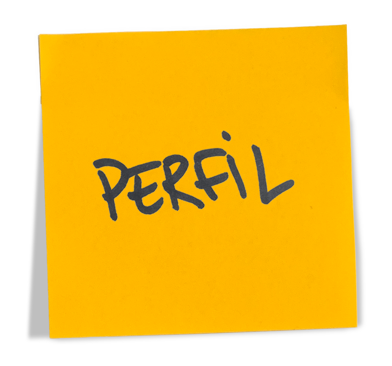 Una hoja amarilla con la palabra 'PERFIL' escrita en letras negras.