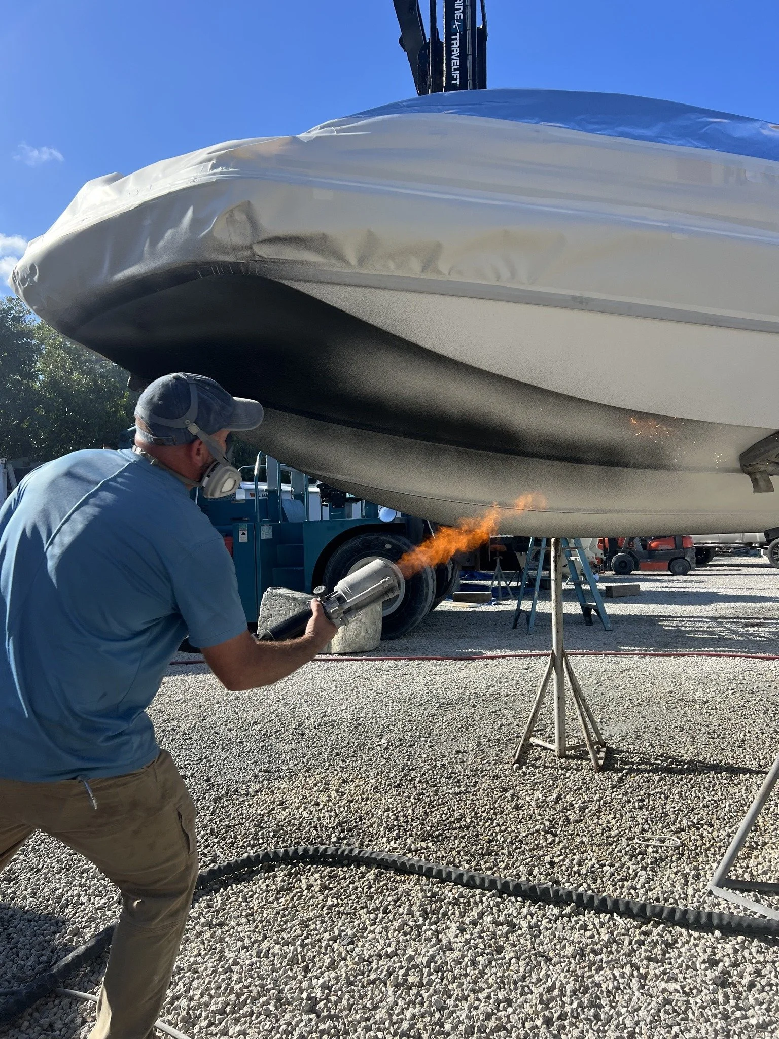 Demonstration with the flame gun. Applying a black Aquaphobix coating