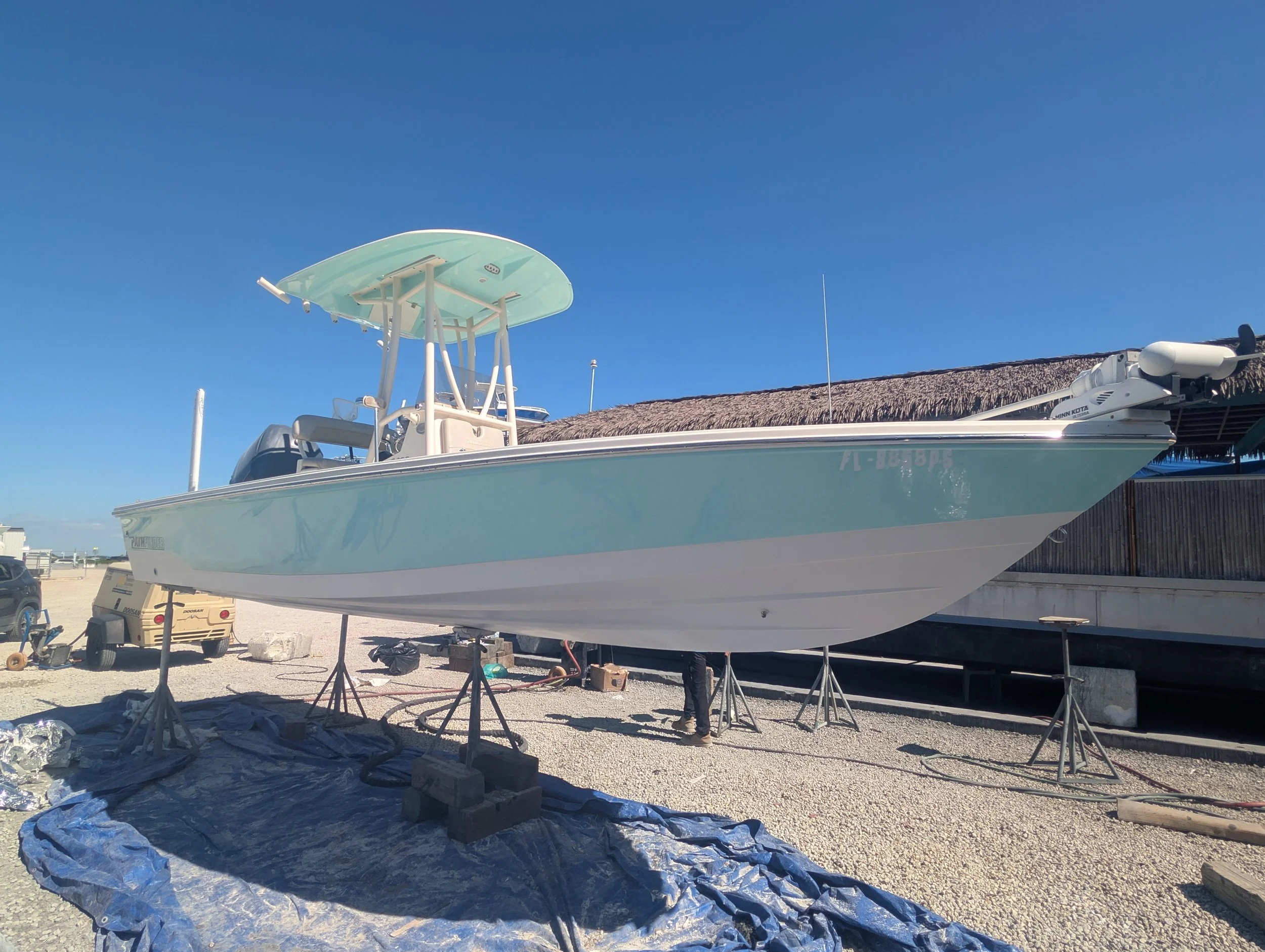 White Aquaphobix coating on a 24' Pathfinder