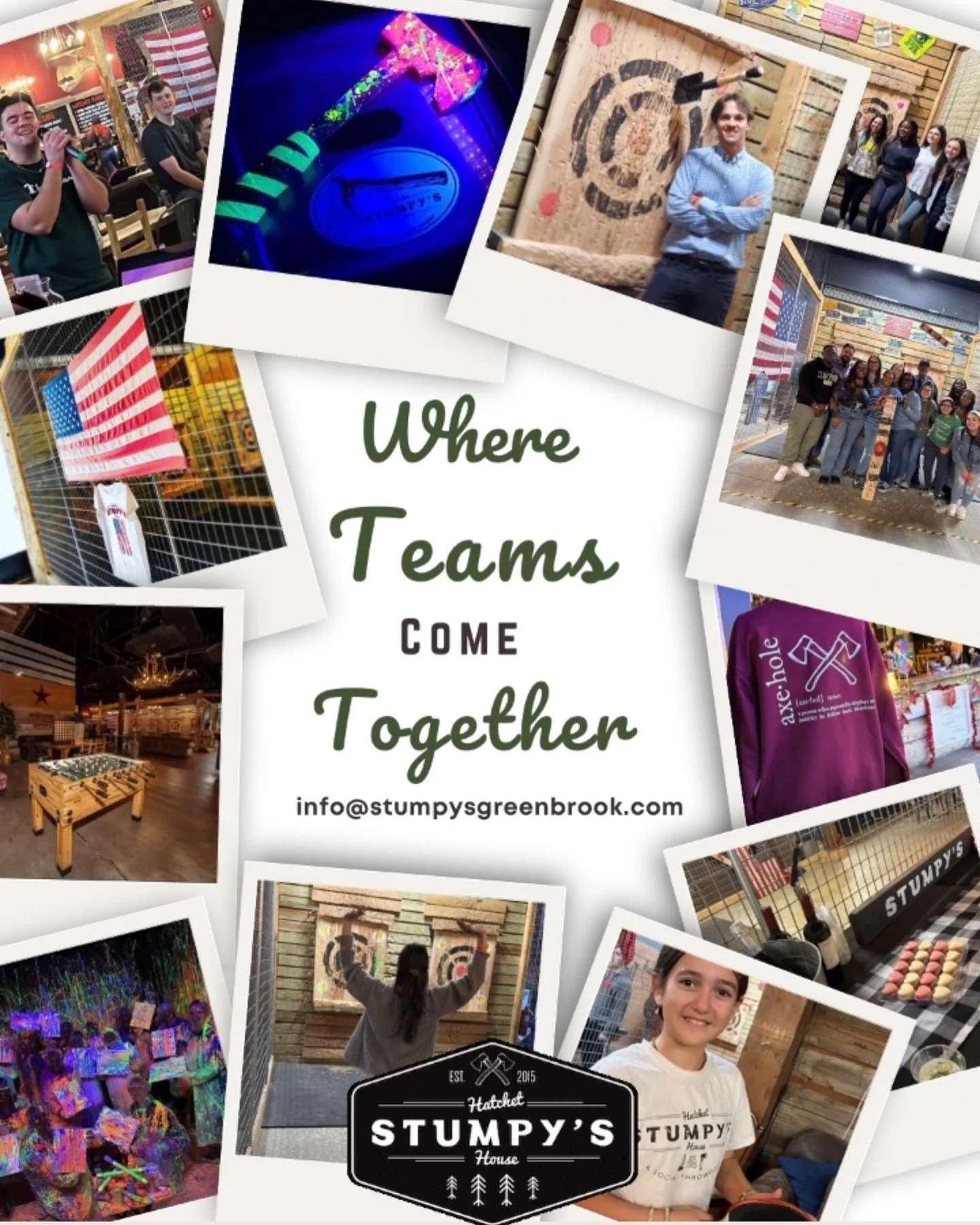 From team building events and corporate outings to celebrating milestones, our goal is simple: bring people together, strengthen relationships, and create memories that last long after the event ends.

Thank you to the teams who choose Stumpy&rsquo;s