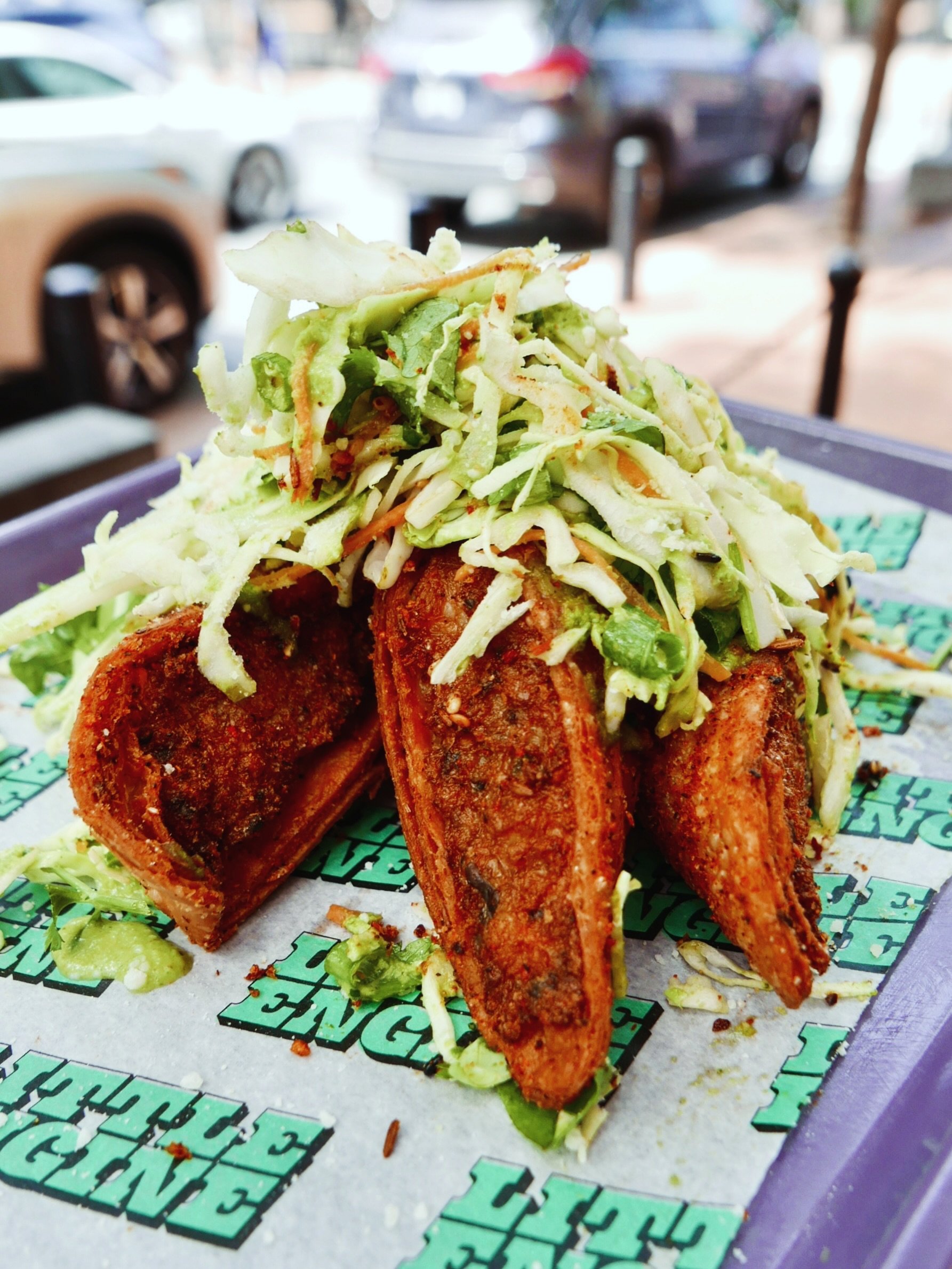 Crispy shrimp #flautas: chopped marinated 🍤, crispy flour tortilla, crunchy cabbage slaw &amp; jalape&ntilde;o lime sauce. Coming 🔜🔜🔜 💣🔥🤩🤯🔥💣 #littleengine 🏎️💨