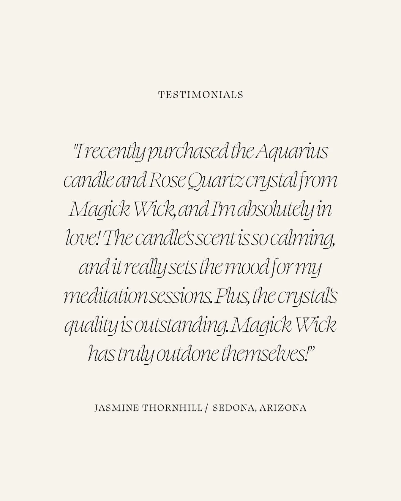 This is why we do what we do. Thoughtfully made pieces finding their way into real, everyday rituals. If you&rsquo;ve been curious, our candles and crystals are available on our shop.✨🌙 #magickwick #reviews