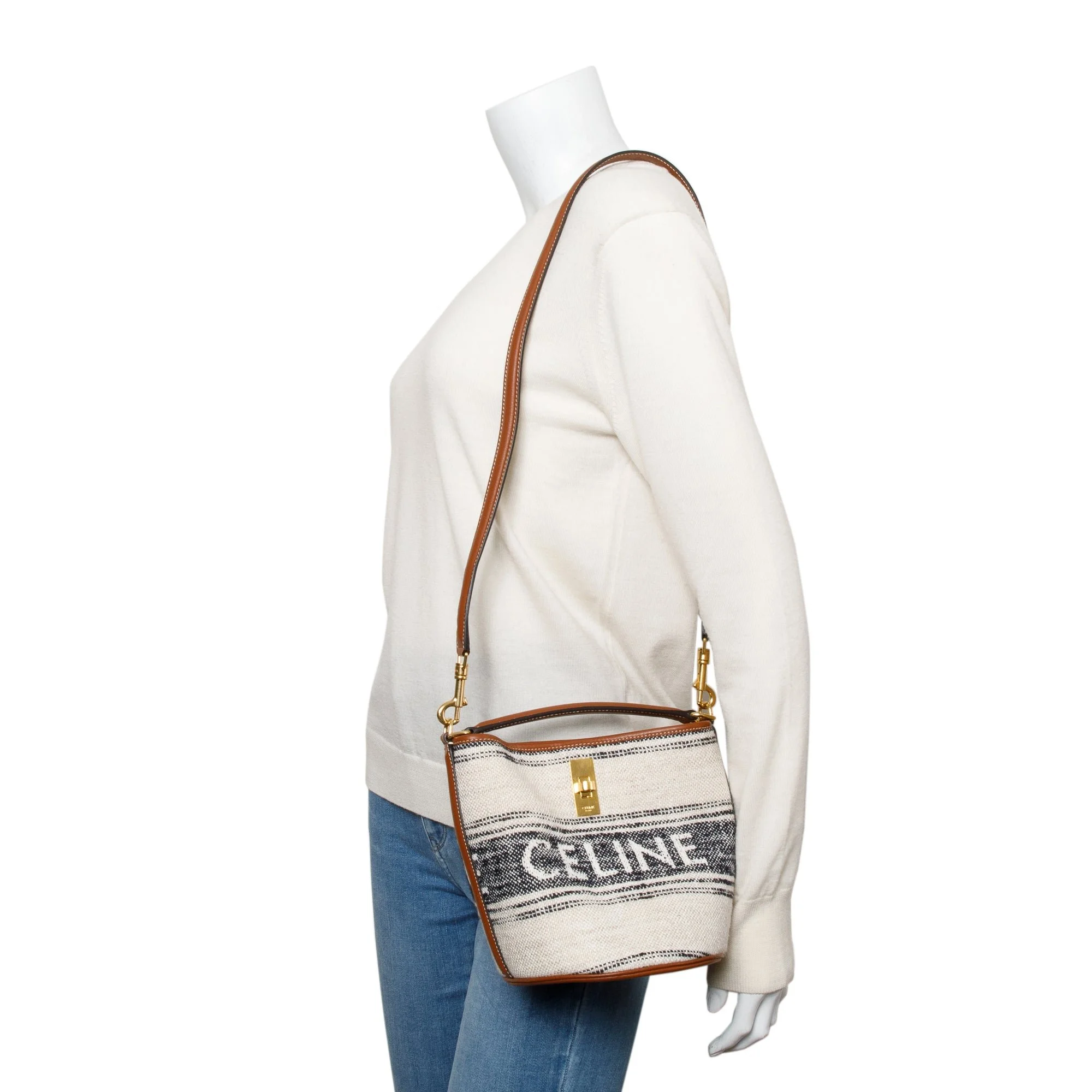 Celine-2022-Neutral-Canvas-Brown-Leather-Logo-Teen-16-Bucket-Bag-w-Strap-2.jpg