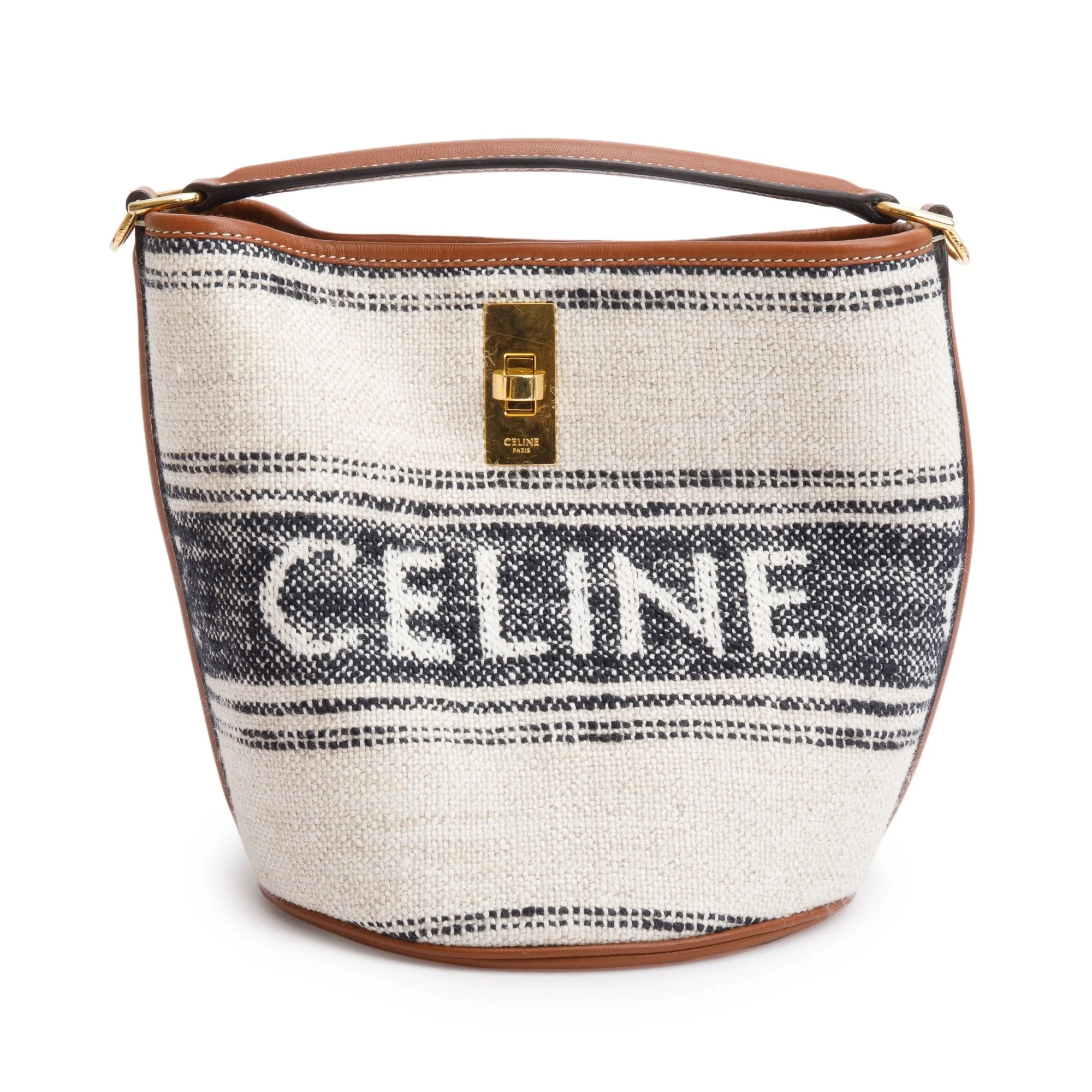 Celine-2022-Neutral-Canvas-Brown-Leather-Logo-Teen-16-Bucket-Bag-w-Strap-3.jpg