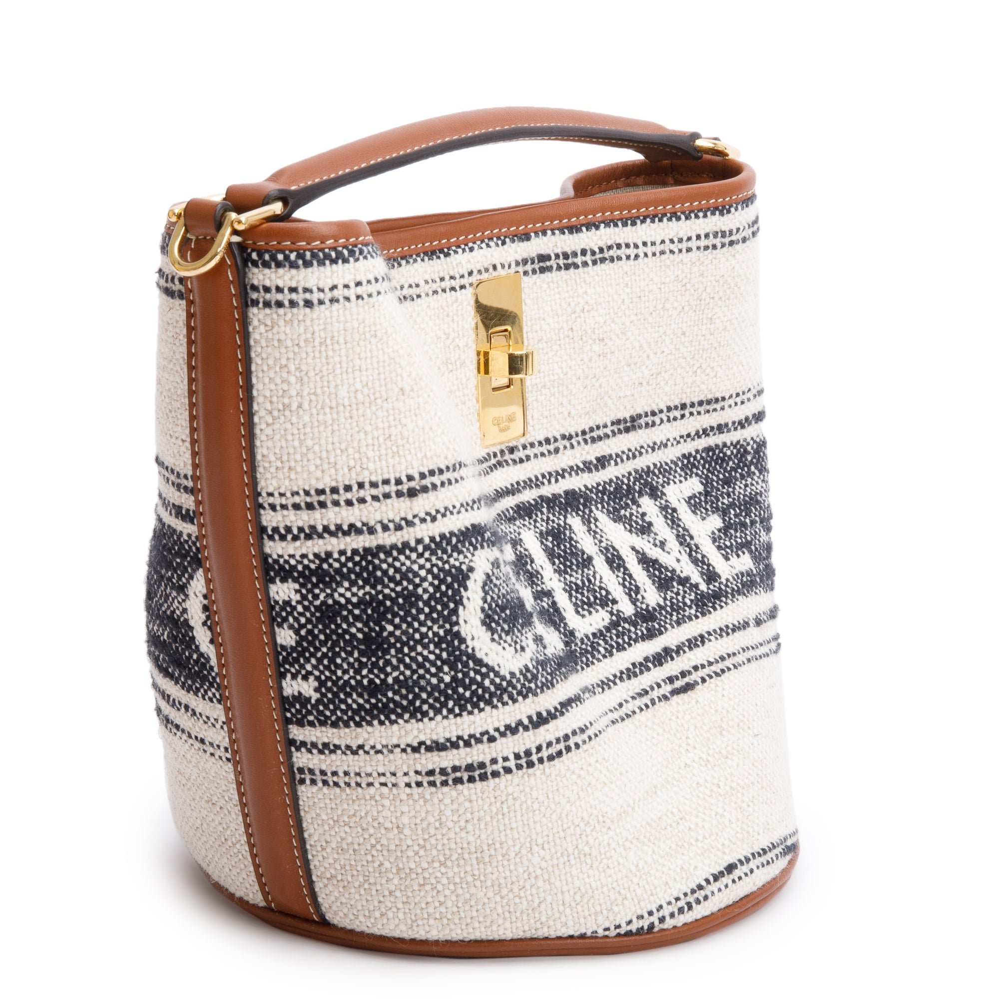 Celine-2022-Neutral-Canvas-Brown-Leather-Logo-Teen-16-Bucket-Bag-w-Strap-4.jpg