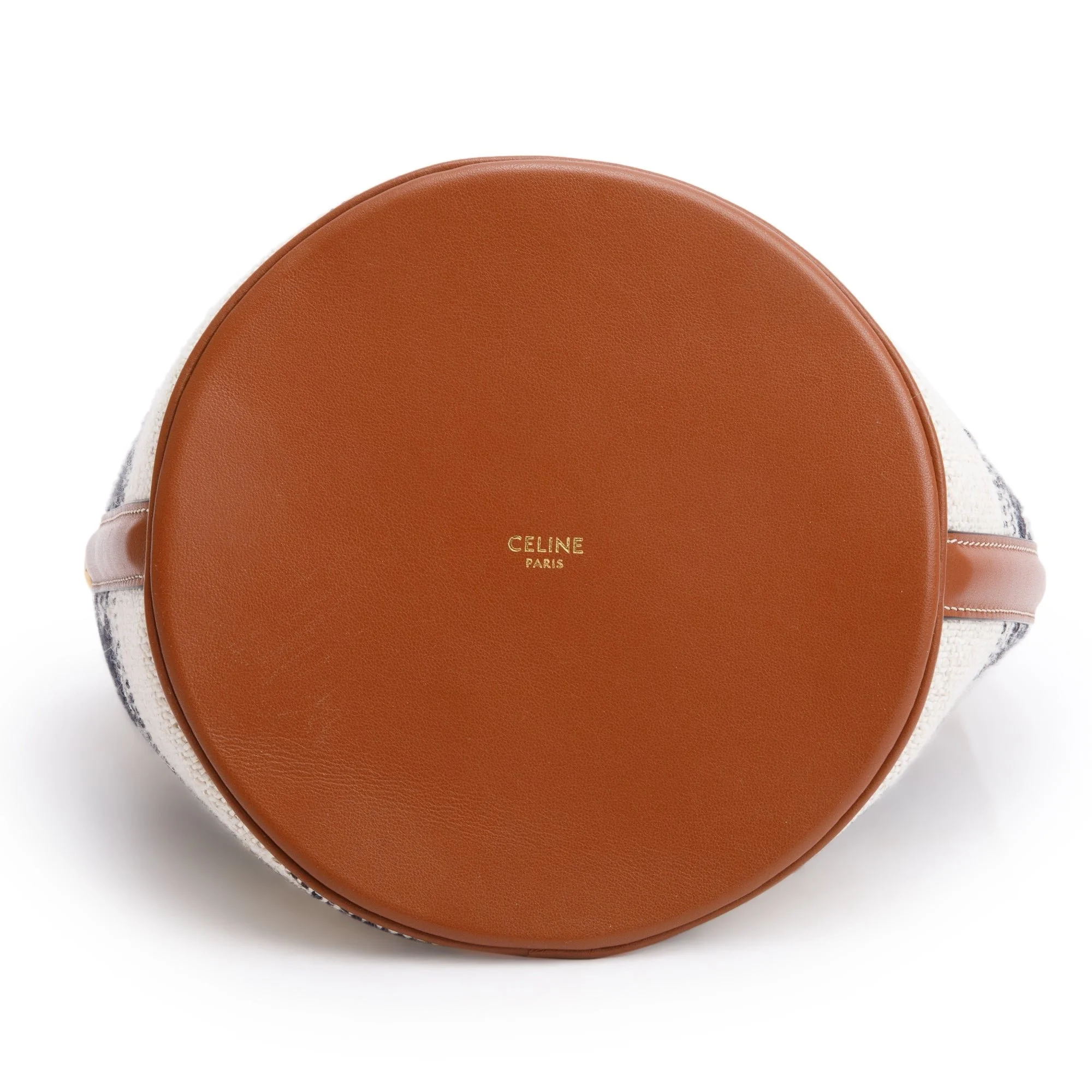 Celine-2022-Neutral-Canvas-Brown-Leather-Logo-Teen-16-Bucket-Bag-w-Strap-7.jpg