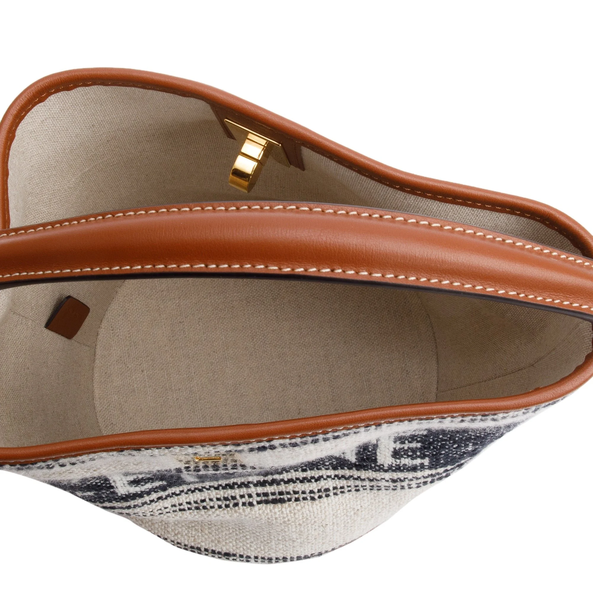 Celine-2022-Neutral-Canvas-Brown-Leather-Logo-Teen-16-Bucket-Bag-w-Strap-8.jpg