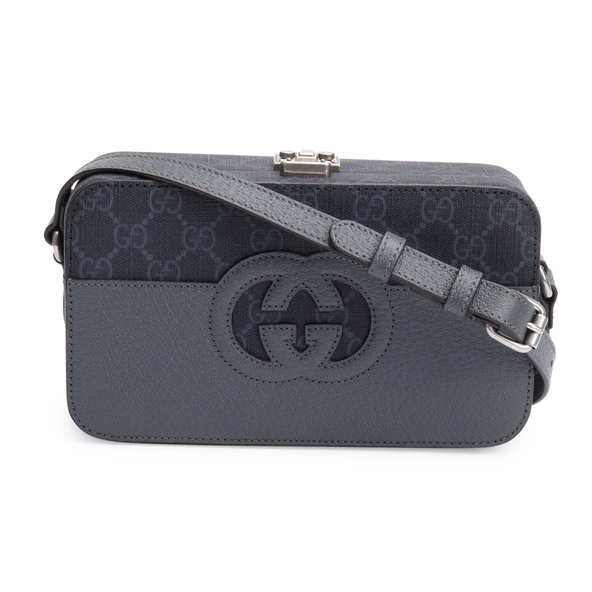 Gucci-Black-GG-Supreme-Grey-Dollar-Textured-Leather-Mini-New-Basket-Crossbody-Bag-w-Box.jpg