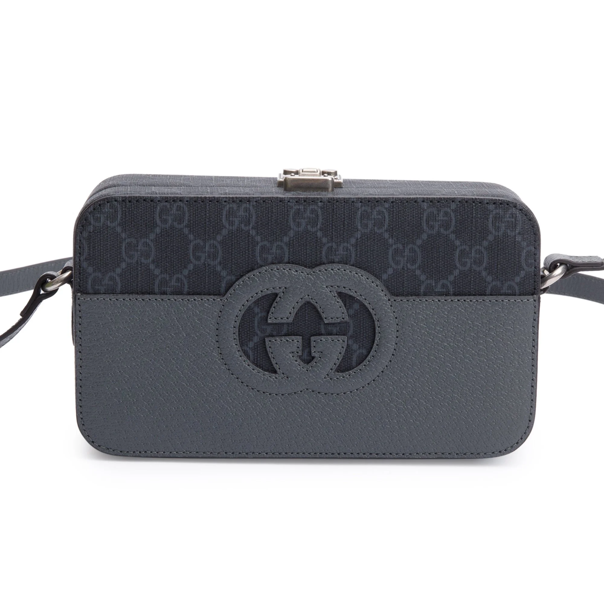 Gucci-Black-GG-Supreme-Grey-Dollar-Textured-Leather-Mini-New-Basket-Crossbody-Bag-w-Box-4.jpg