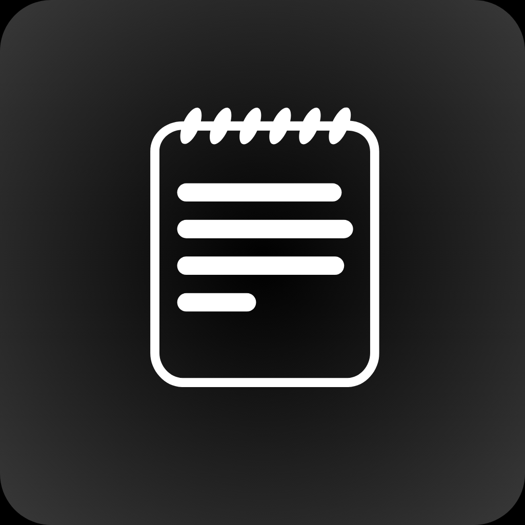 Icon of a notepad with lines indicating text and a spiral binding at the top.