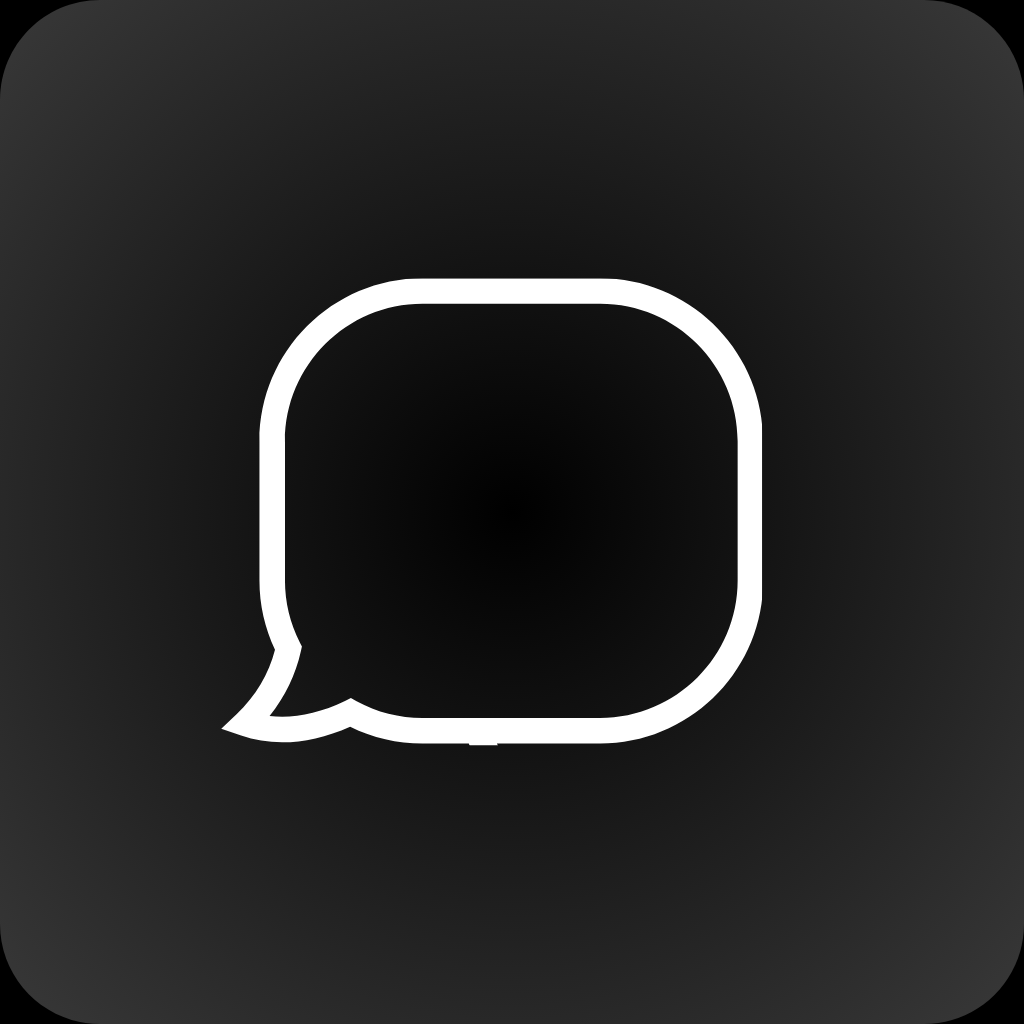 White speaking icon on a dark background.