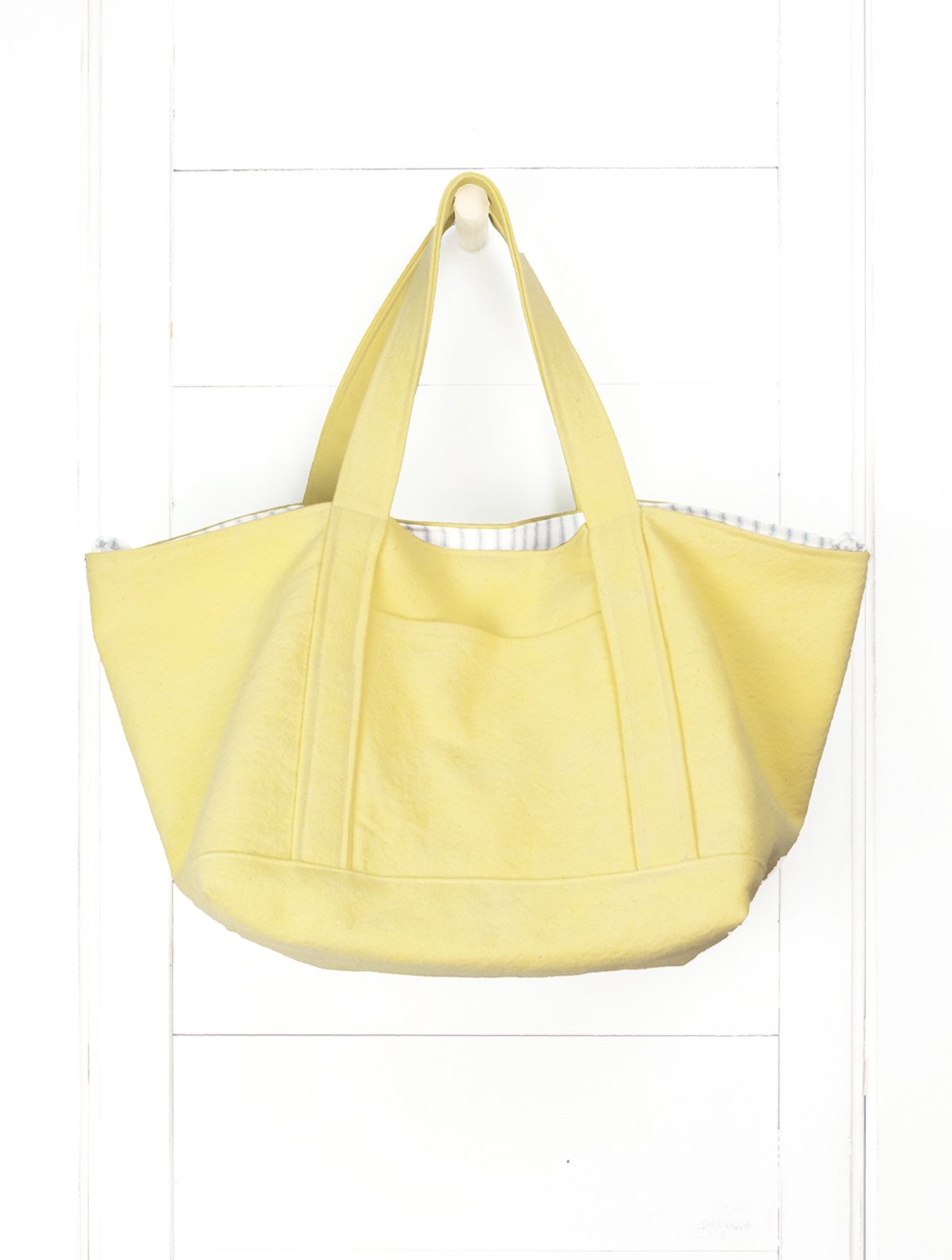 EuroTote - lemon yellow distressed soft denim