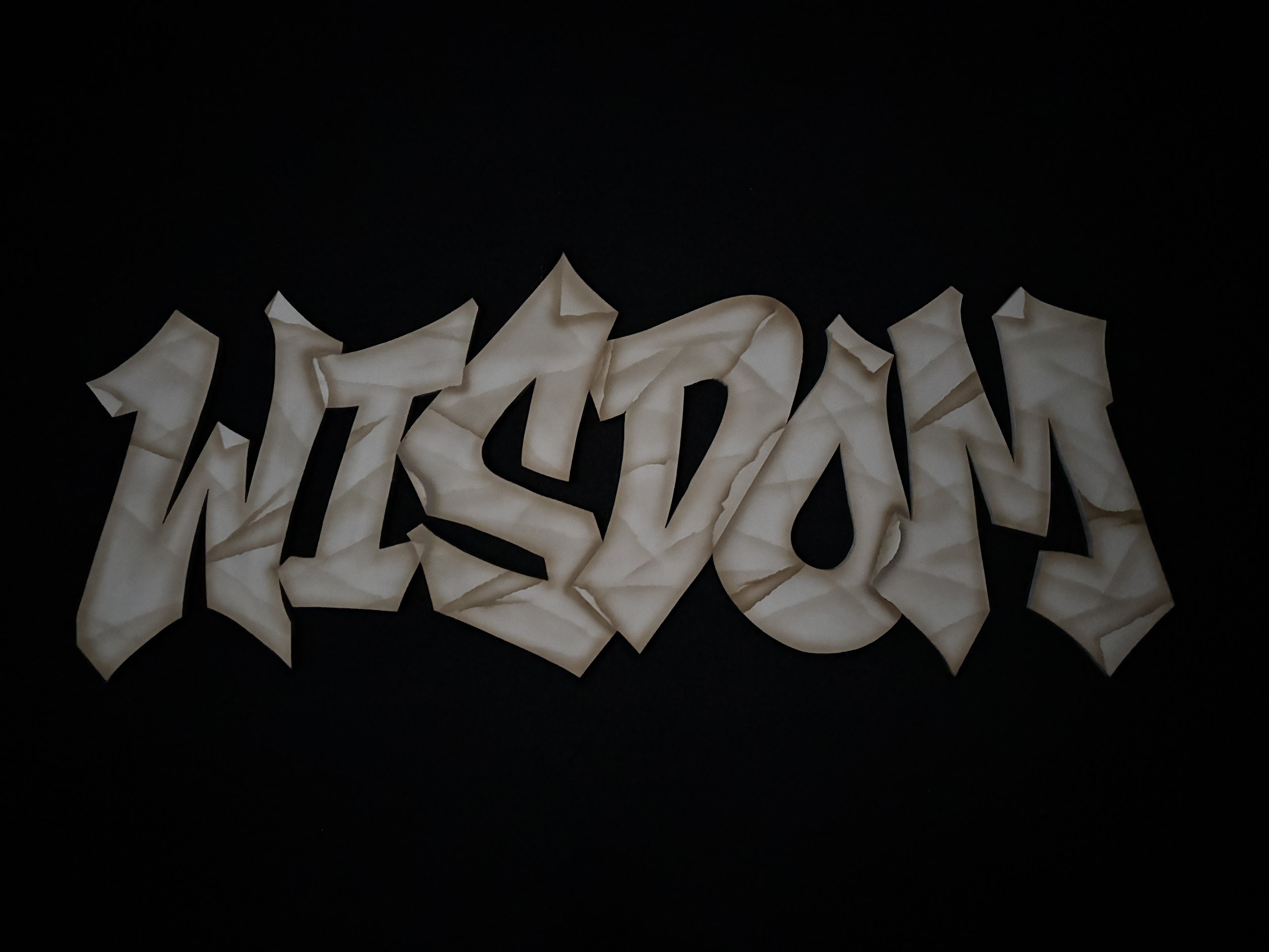 "Wisdom" - aerosol on hand cut MDF