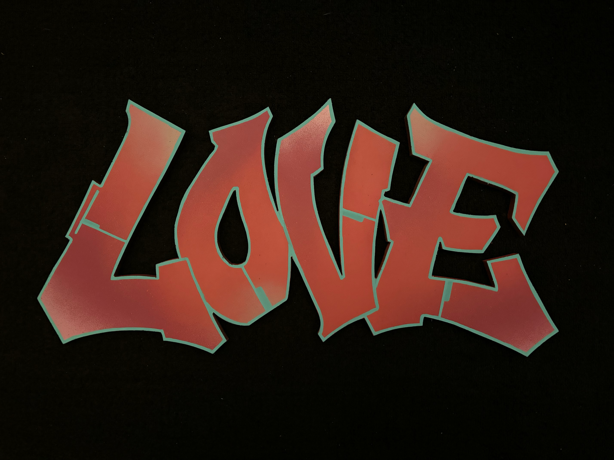 "Love" - aerosol and acrylic on hand cut MDF