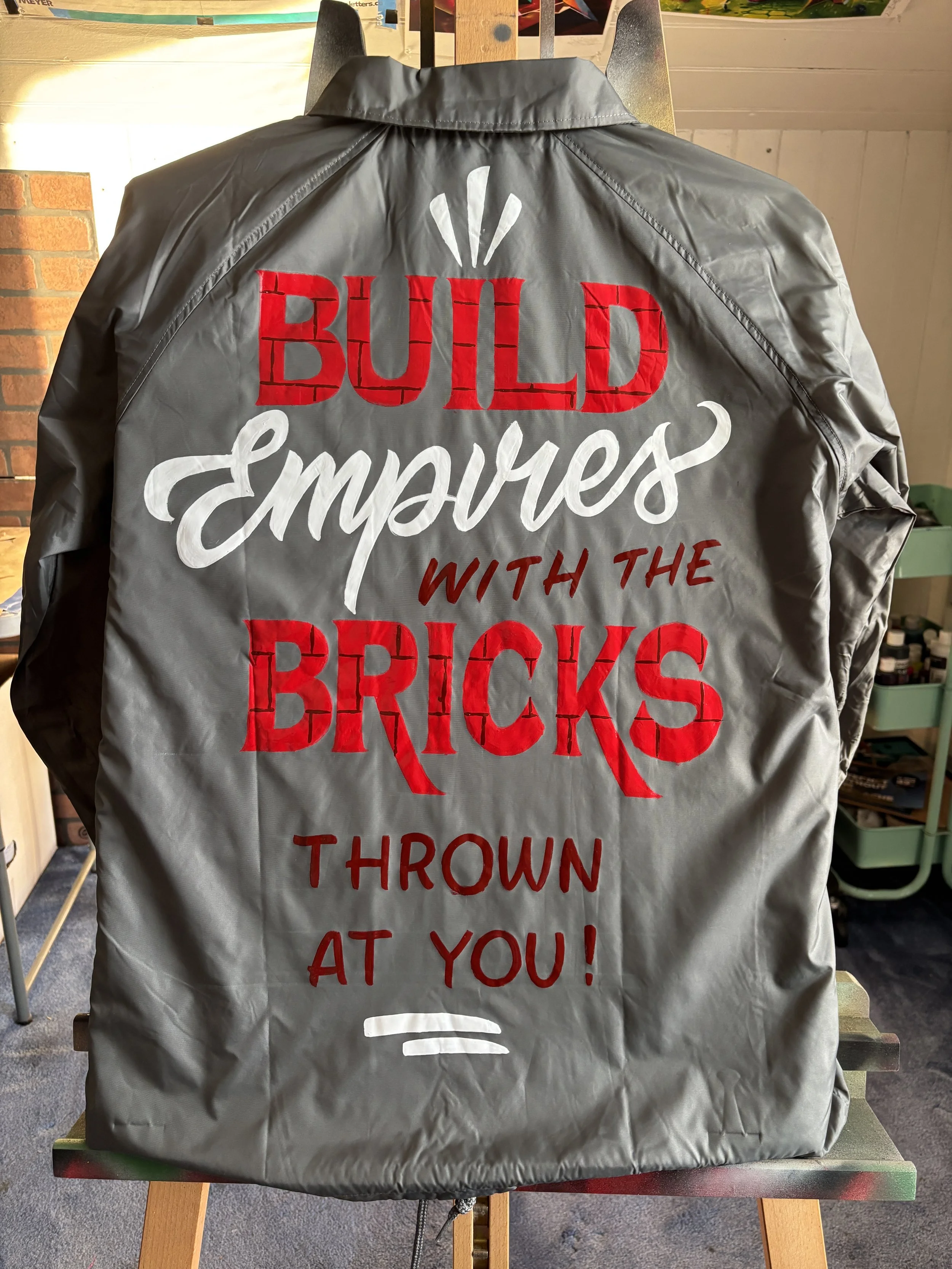 "Bricks" - Hand painted windbreaker.