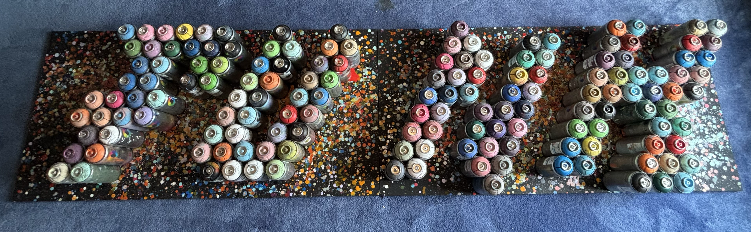 "Funk" - A two (2) section funk-letter sculpture, measuring ~4' wide by ~2' tall each. Each section is mounted to painted MDF board. Custom mounting options available for collector.