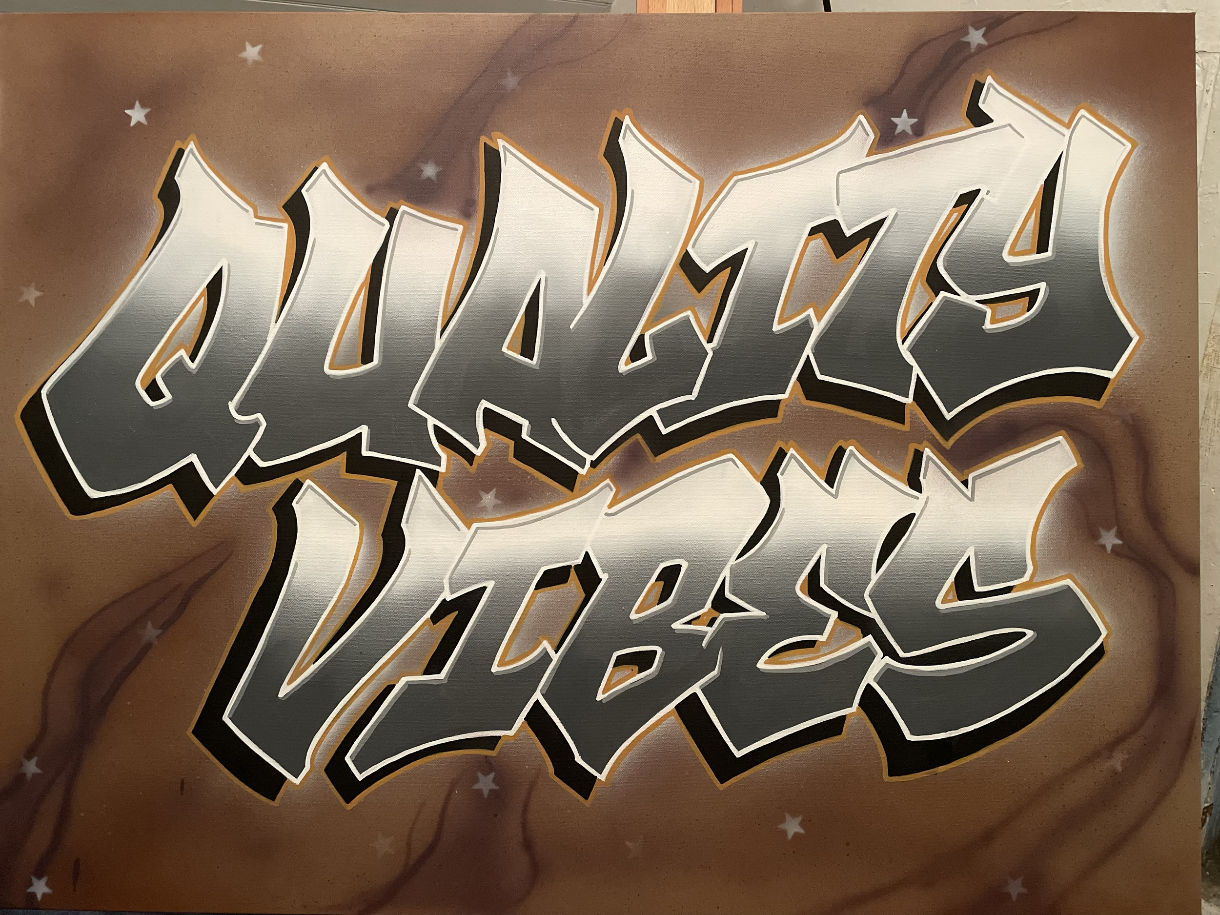 "Quality Vibes" *COMMISSIONED* -airbrush on canvas