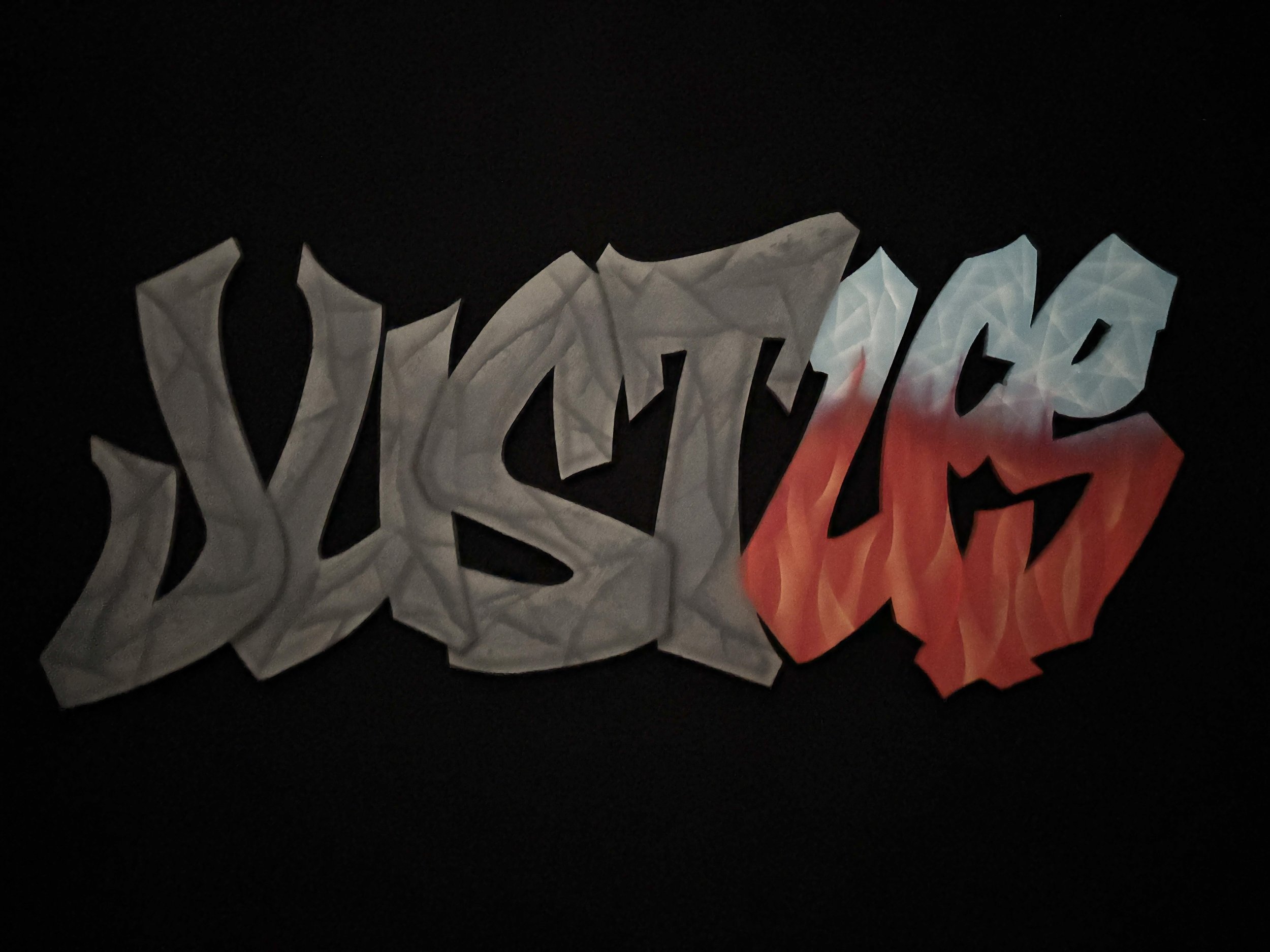 "Justice/Just Us" - aerosol on hand cut MDF