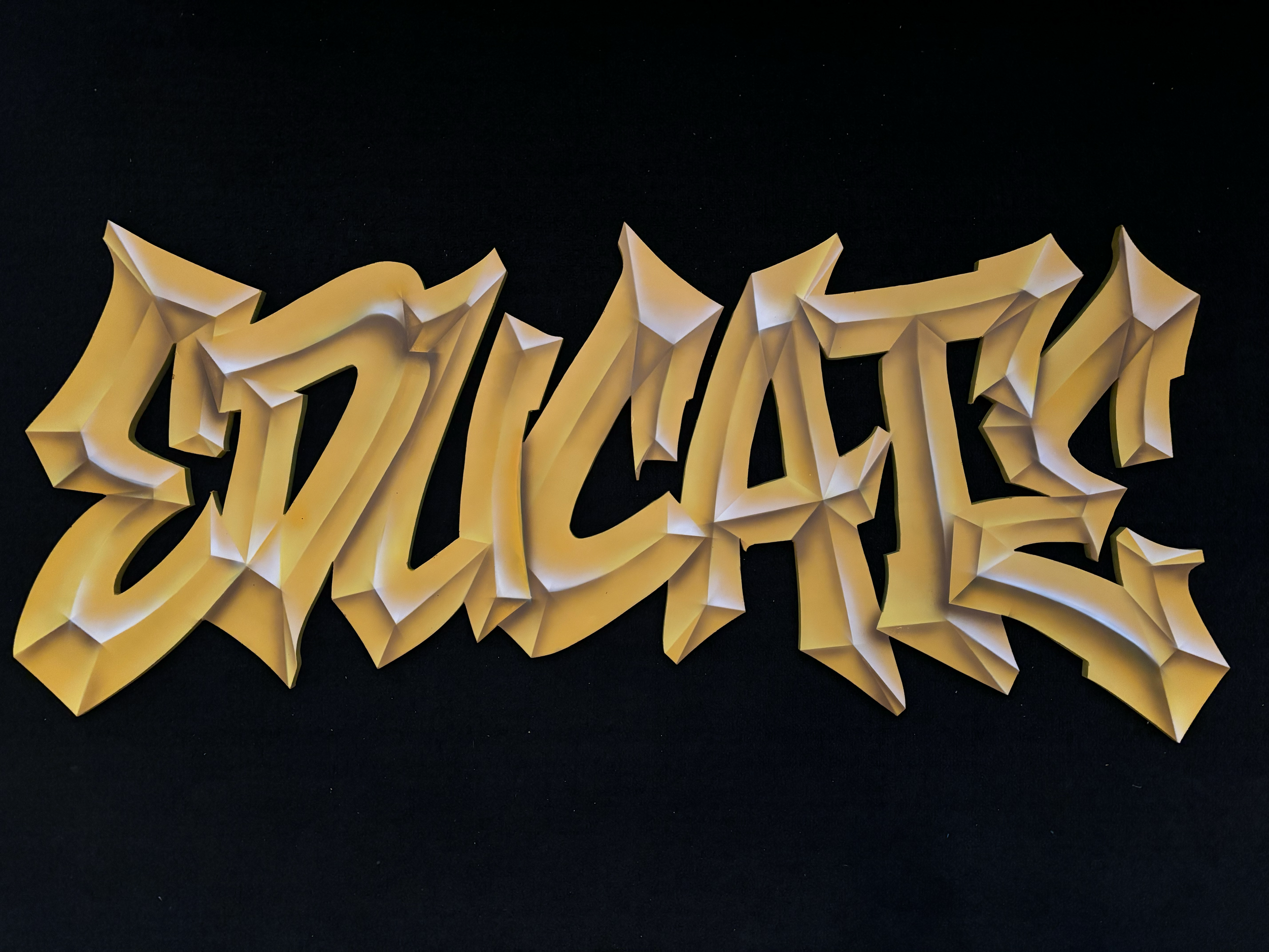"Educate" - aerosol on hand cut MDF