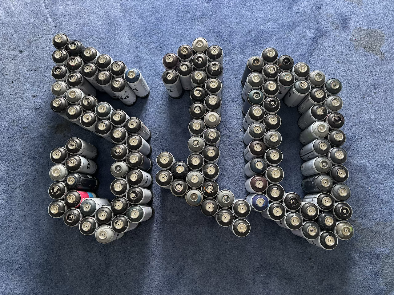 "510" - A three (3) piece funk-letter sculpture, measuring ~14" wide by ~33" tall each. Each section is mounted to painted MDF board. Custom mounting options available for collector.