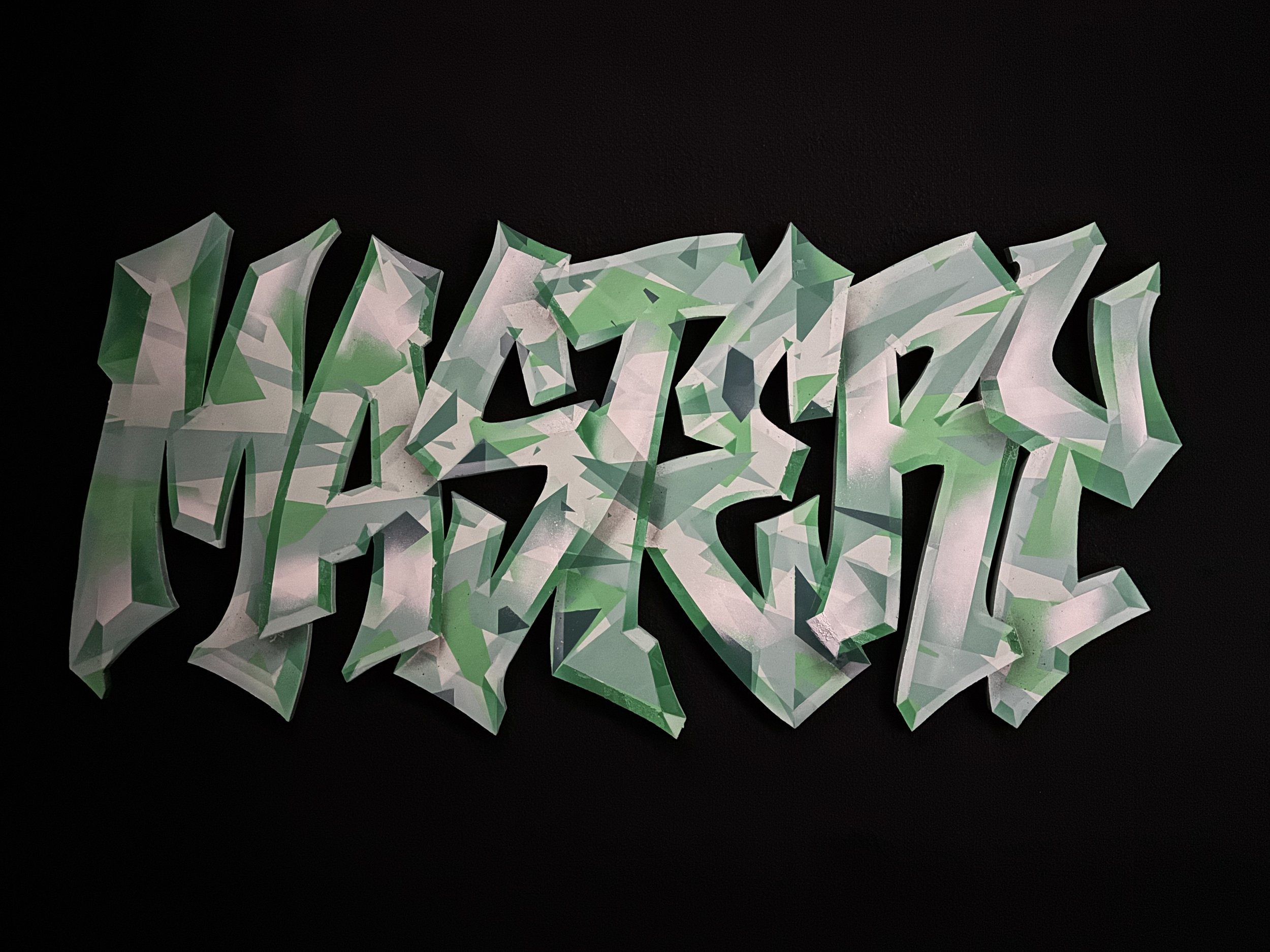 "Mastery" - aerosol on hand cut MDF