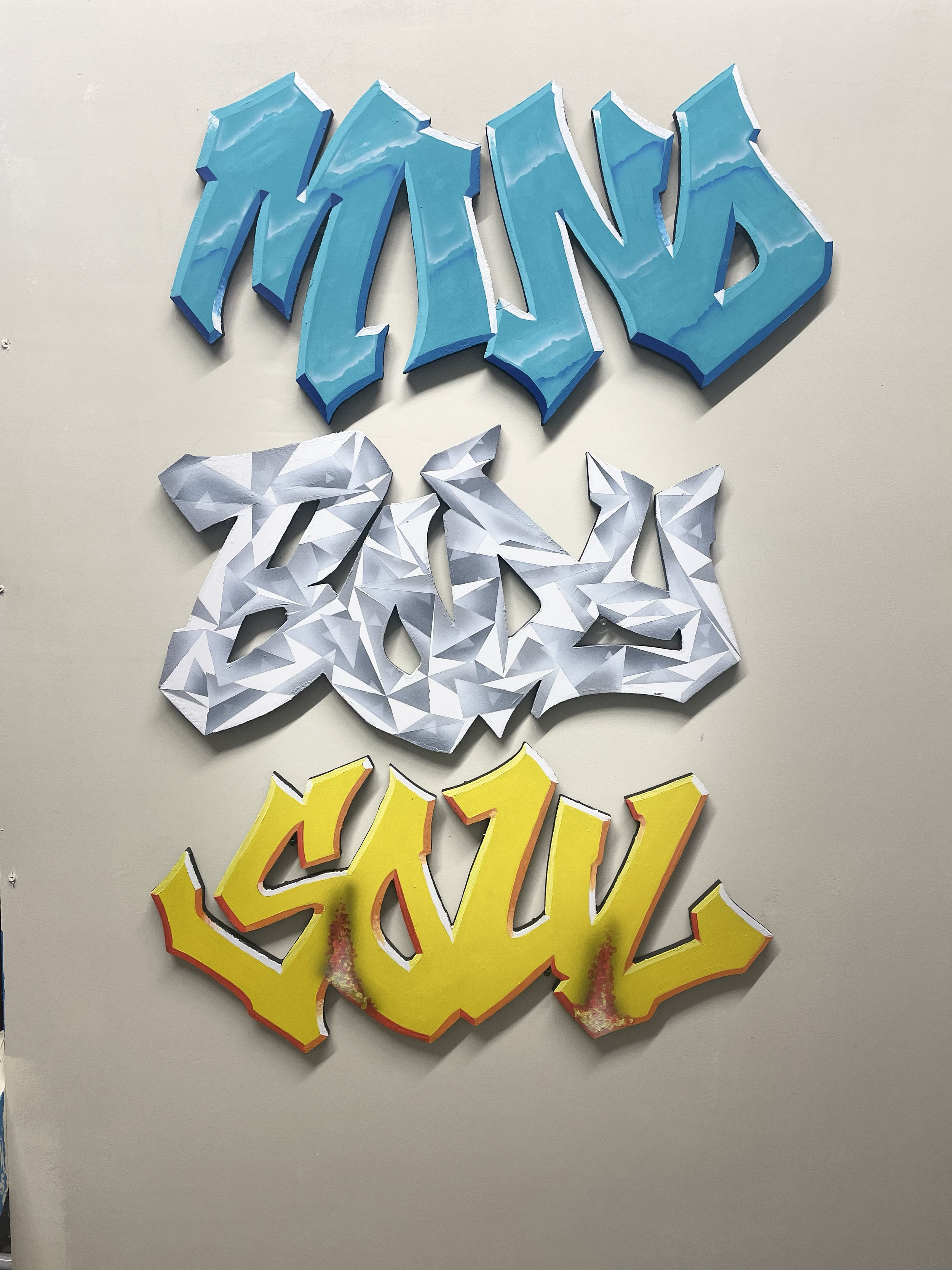 "Mind, Body, Soul" *SOLD*  - aerosol and acrylic on hand cut MDF