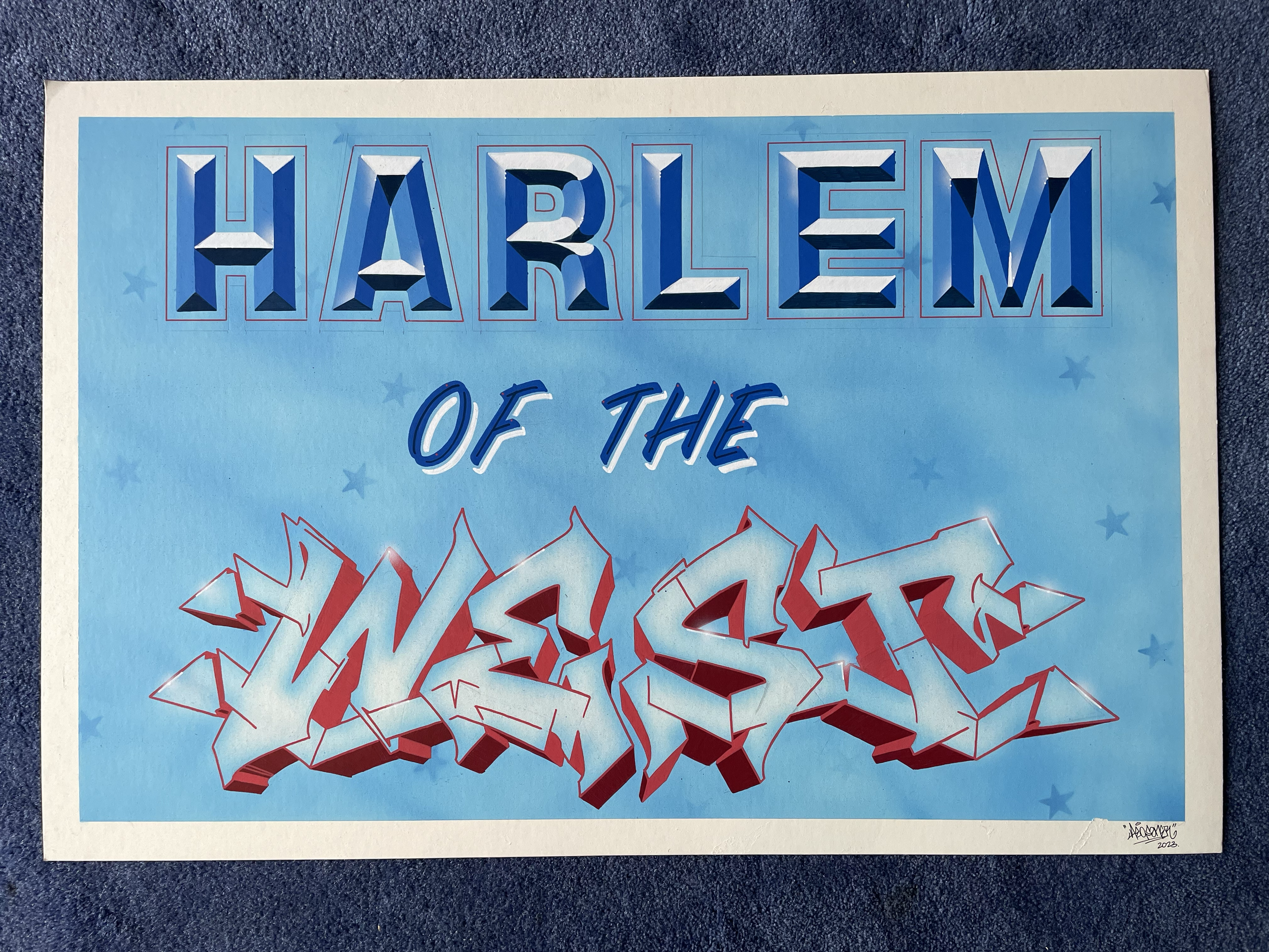 "Harlem of the West" - airbrush and acrylic on heavy duty poster paper