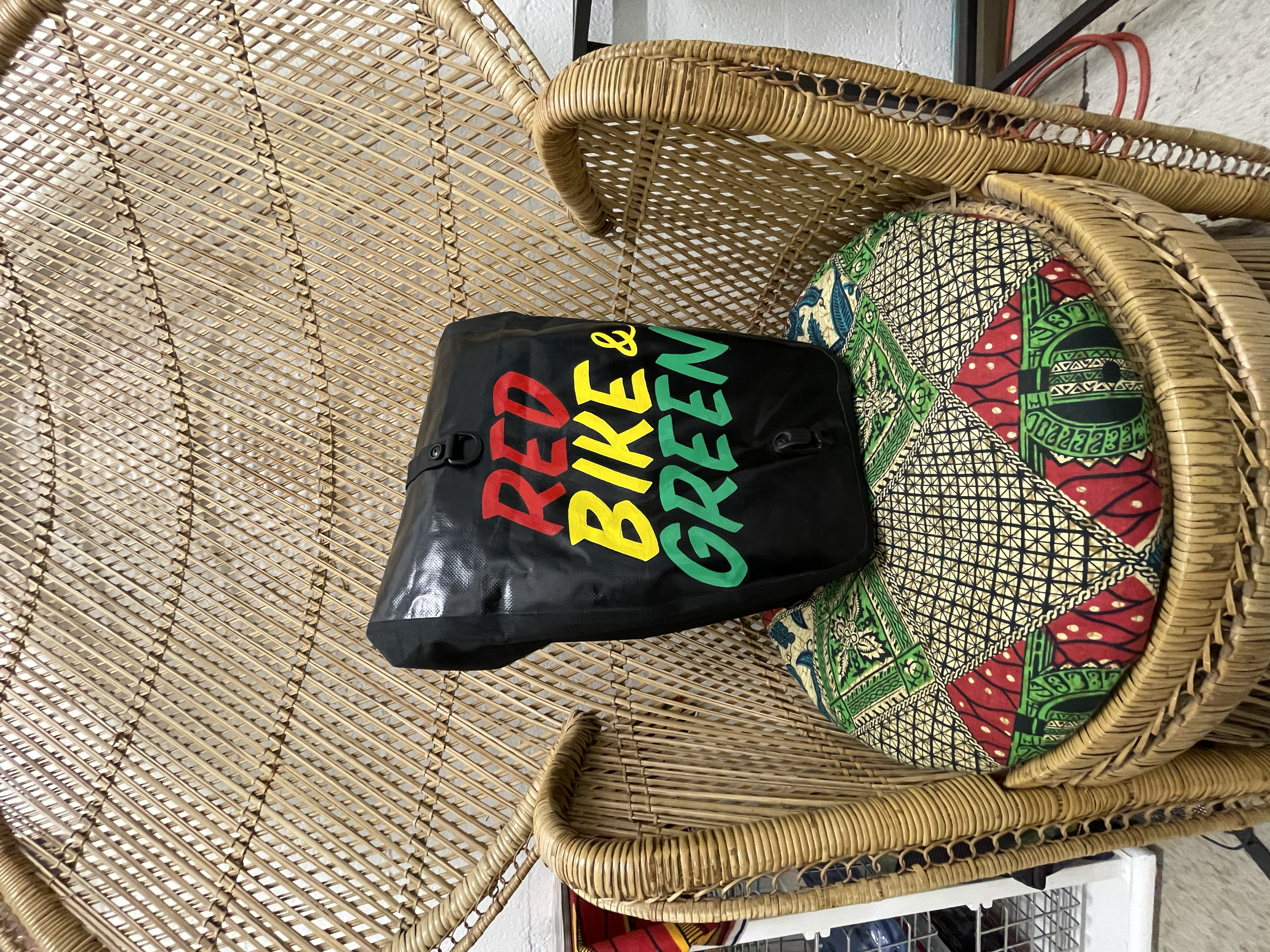 RBG - Enamel on bike messenger bag