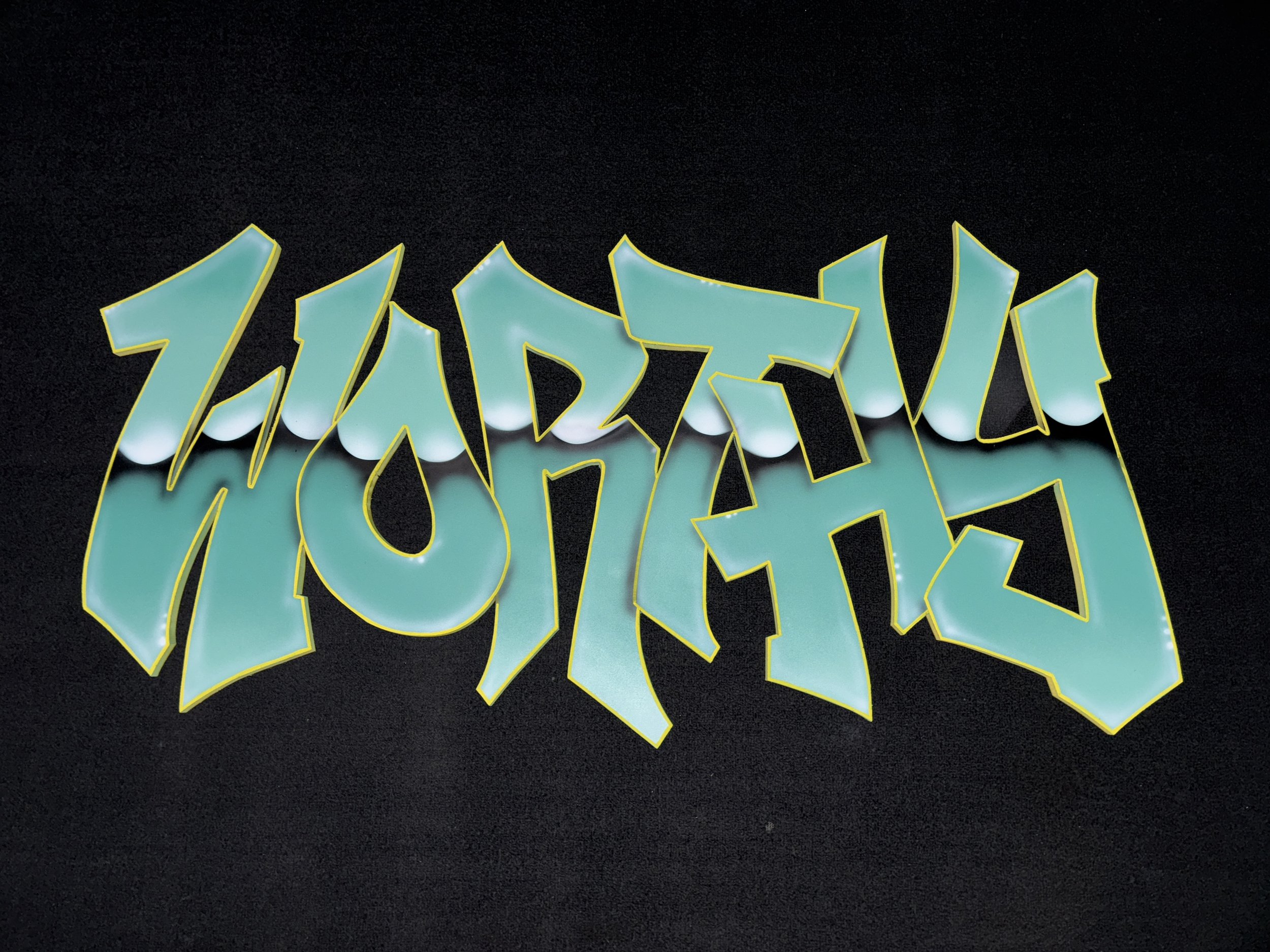 "Worthy" - aerosol and acrylic on hand cut MDF