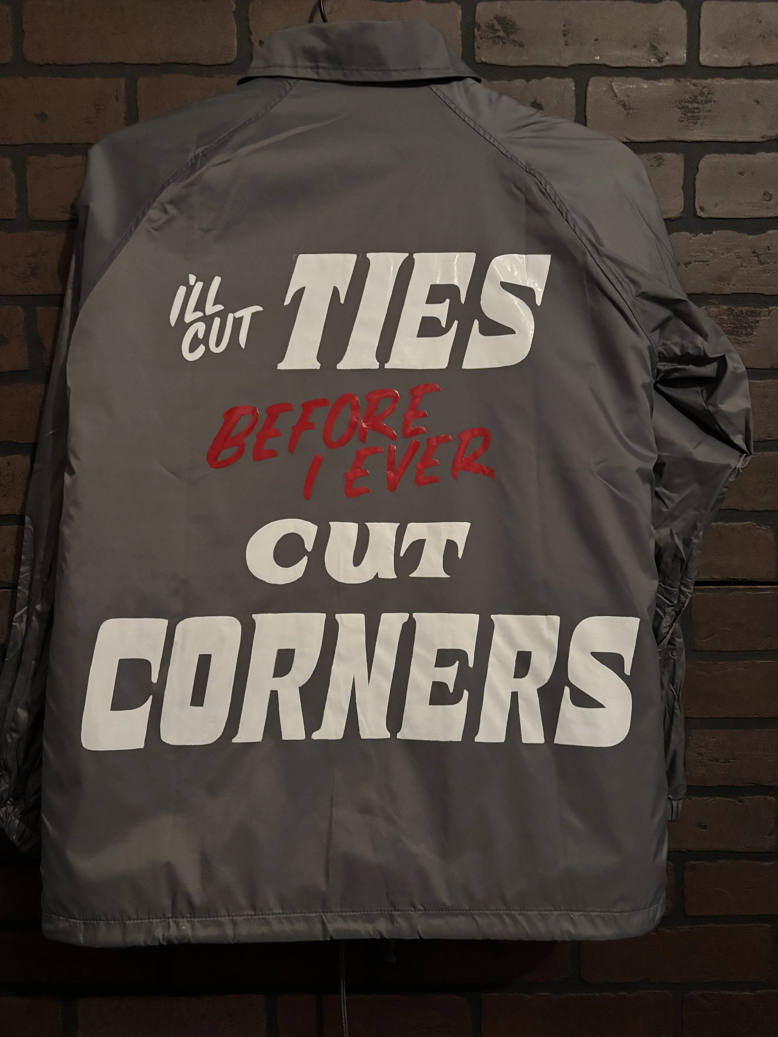"Cut Ties" - Hand painted windbreaker.