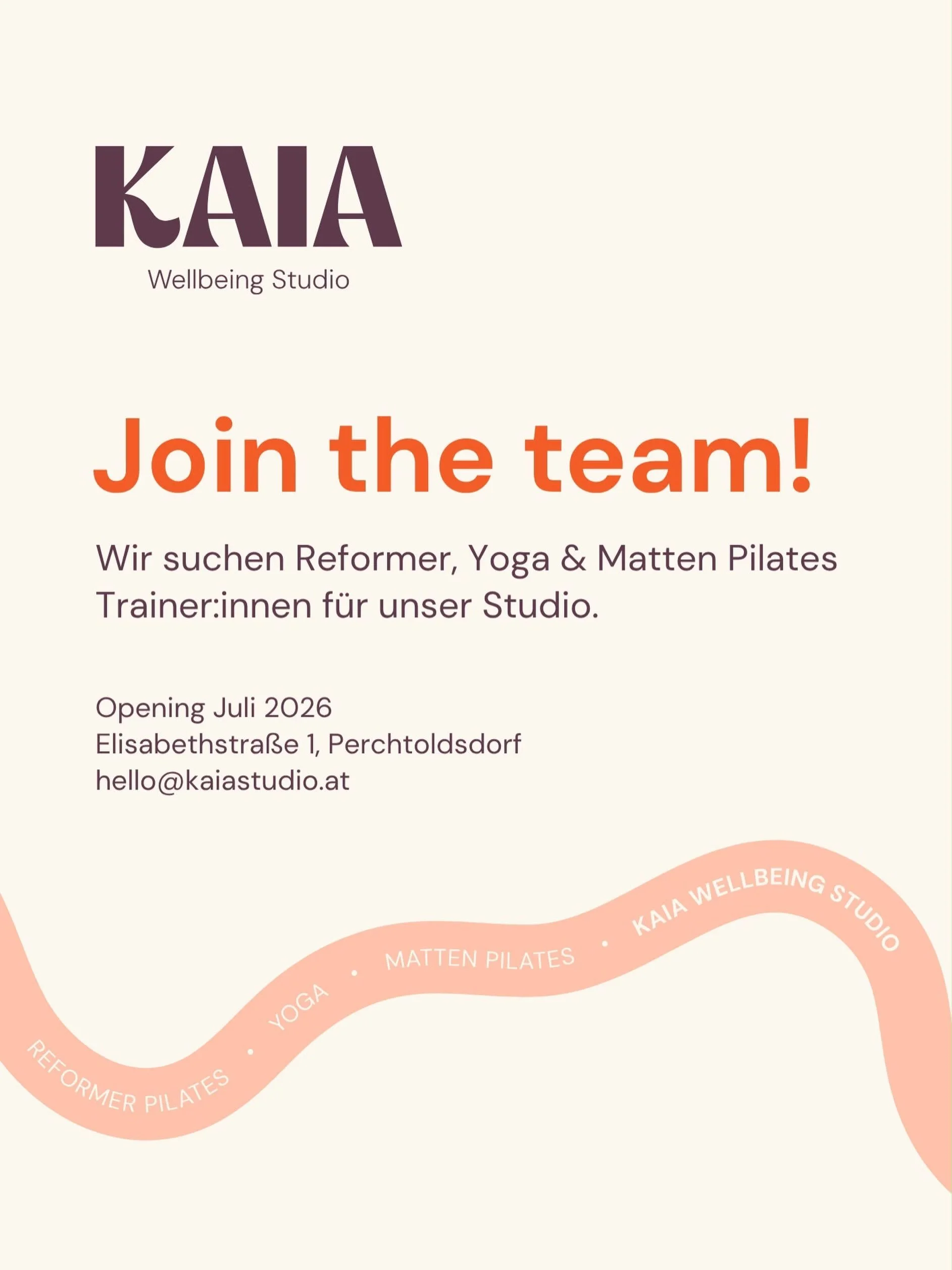 Let&rsquo;s connect! Wir suchen motivierte Trainer:innen f&uuml;r unser Studio. Schick uns deine Bewerbung auf hello@kaiastudio.at 🧡