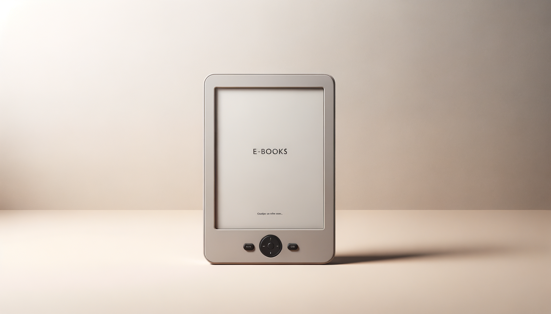 E-reader device displaying the text 'E-Books' on a light background