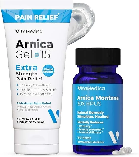 VitaMedica Arnica Montana Tablets & Arnica Gel Bundle for Natural Pain, Bruising, and 