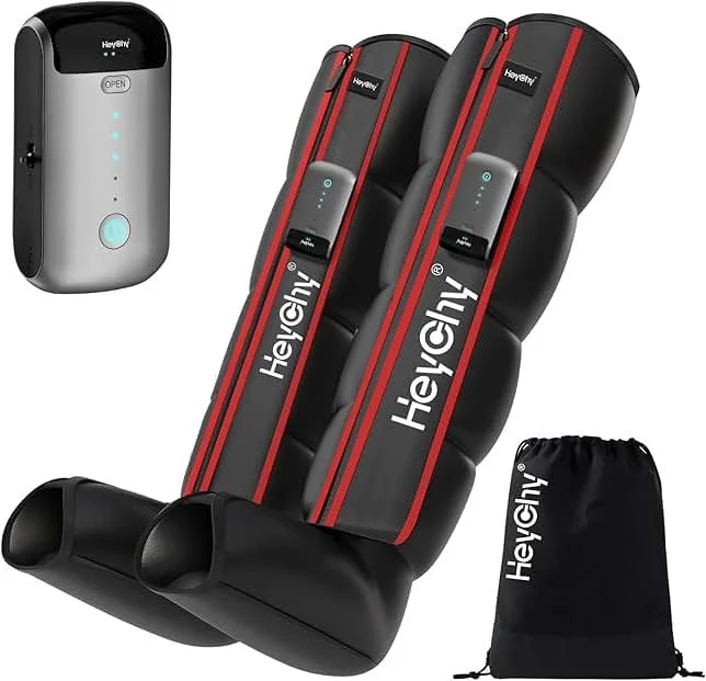 Air Compression Foot and Leg Massager - Deep Kneading for Plantar Fasciitis & Neuropathy Pain Relief - Portable, Cordless, 5 Pressure Levels - Ideal Gift for Seniors, Runners, Travelers (Large)